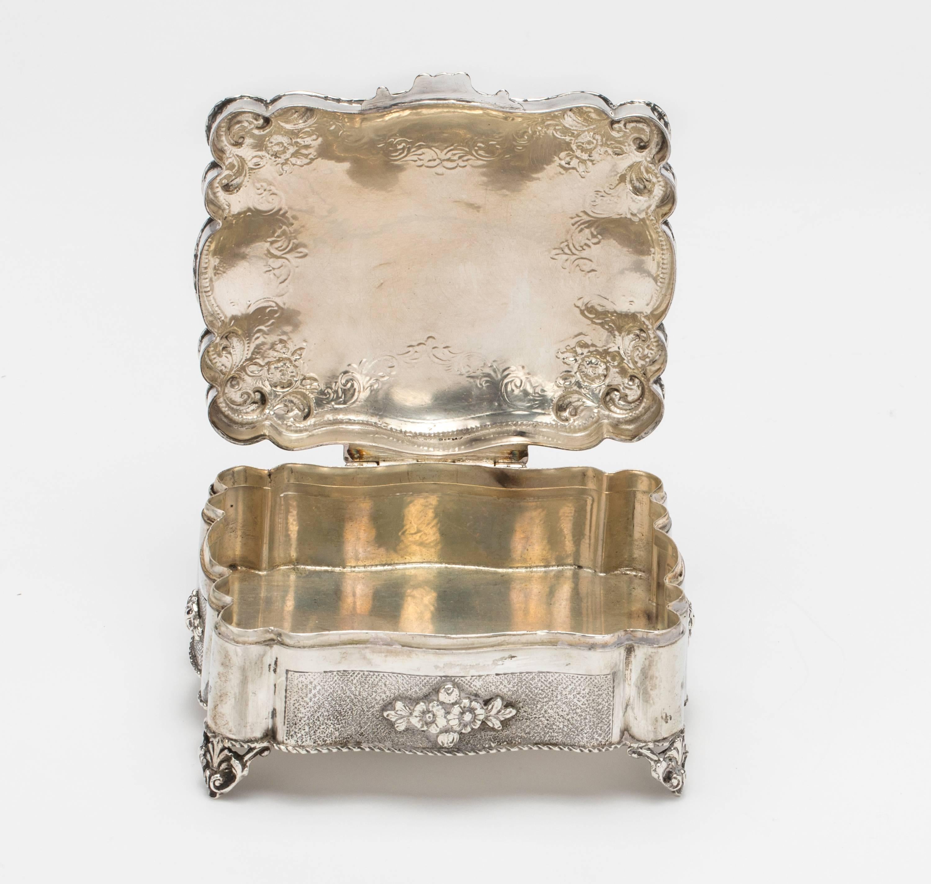 Jewelry Box, 800 silver with Chalcedony Stone For Sale 2