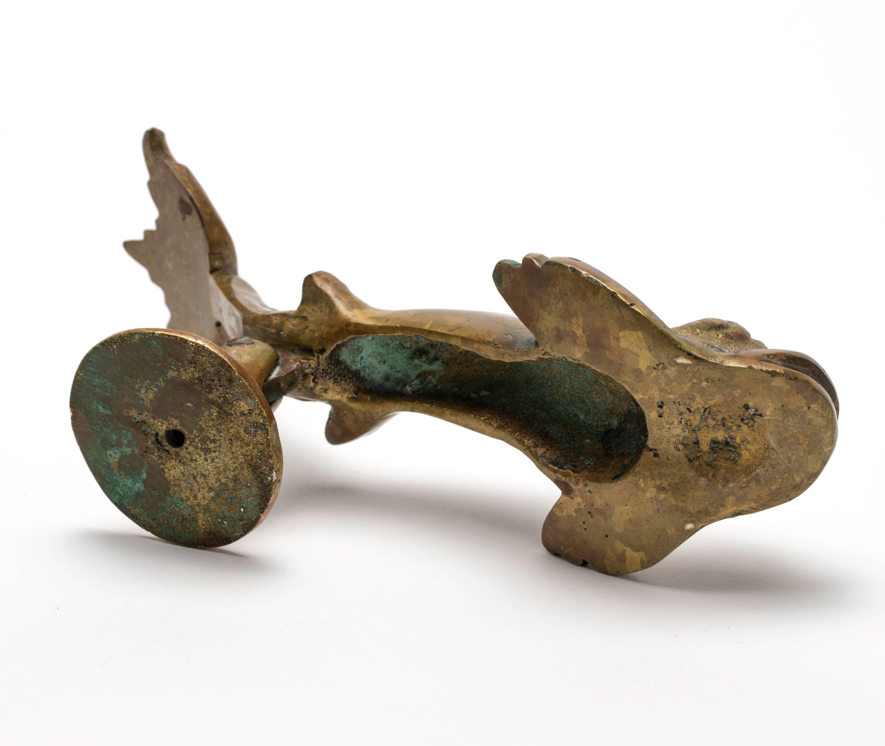 Old Brass Dolphin Door Knocker 5