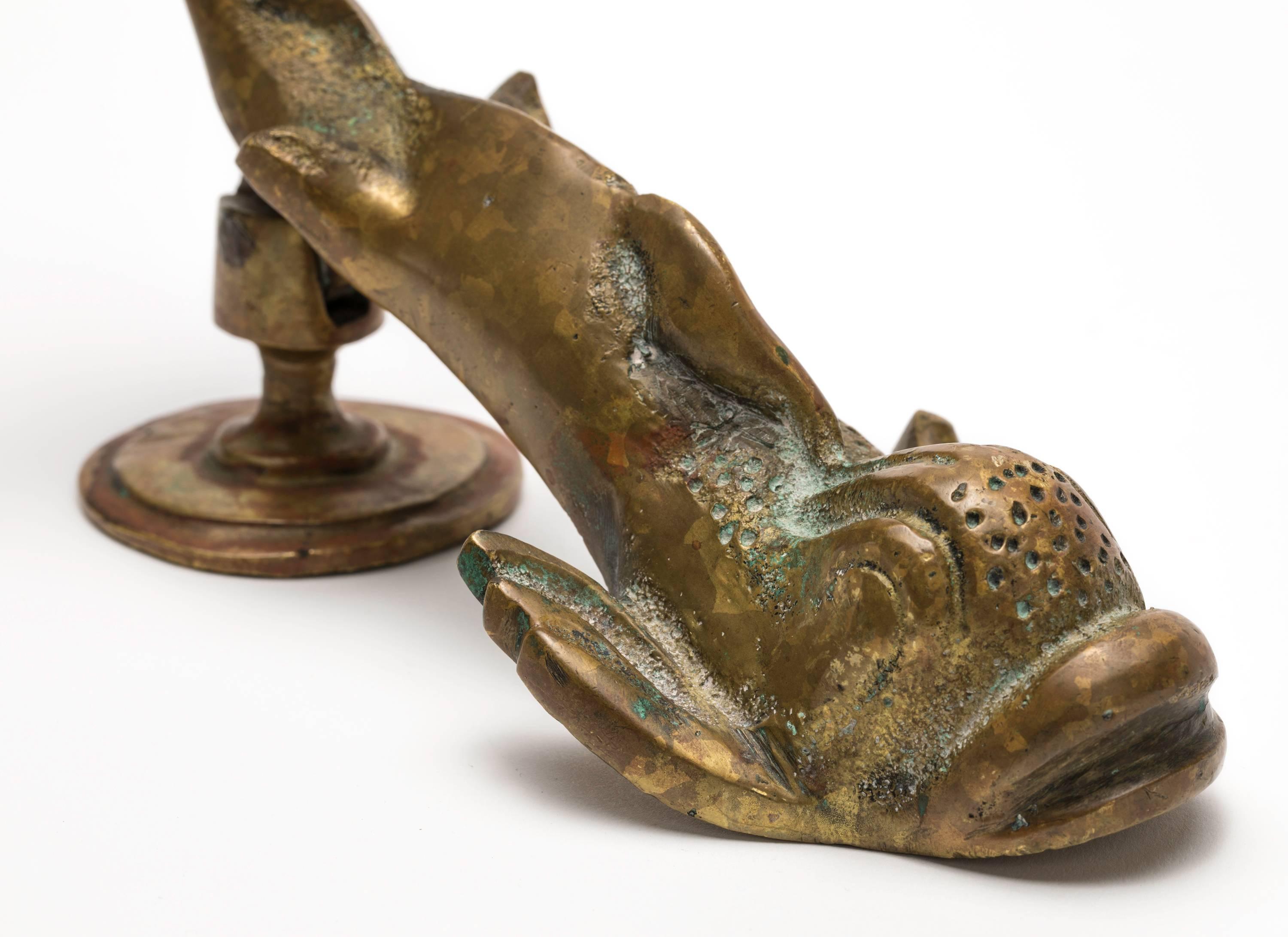 Old Brass Dolphin Door Knocker 3