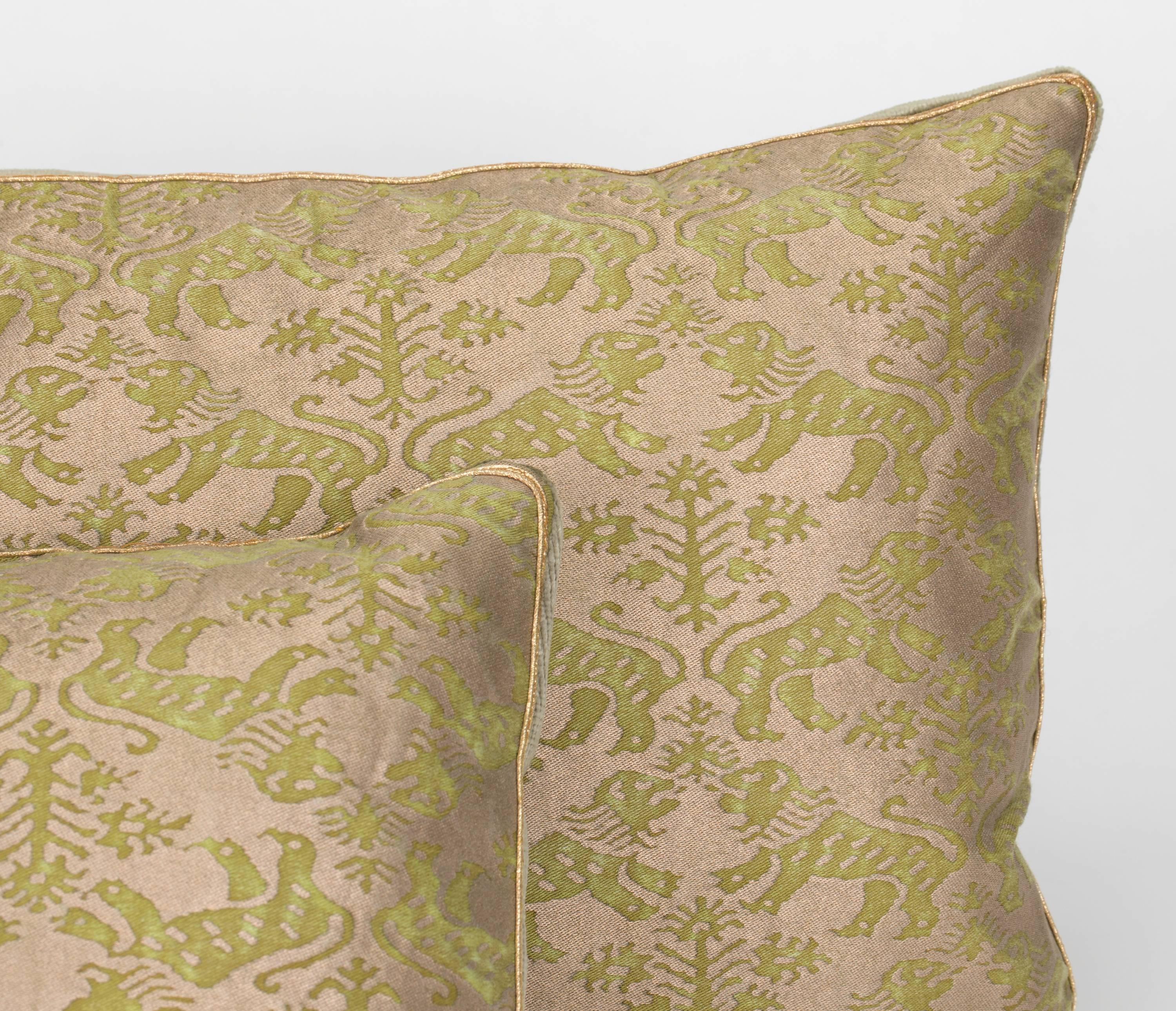 Silk Fortuny Pillows, pair For Sale