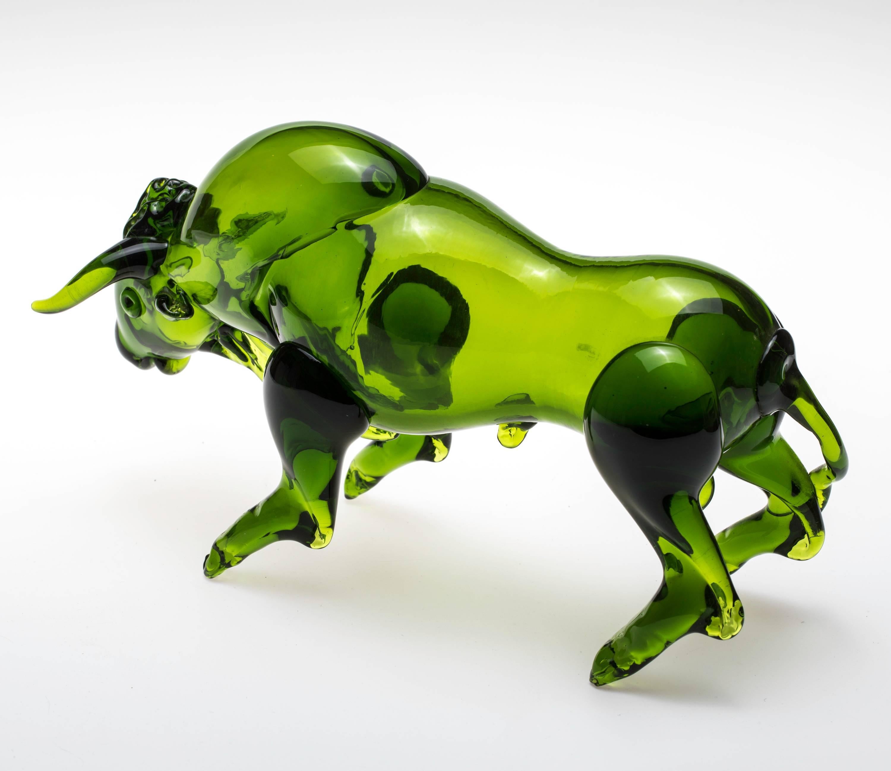 Hand-Crafted Murano Glass Taurus Bull