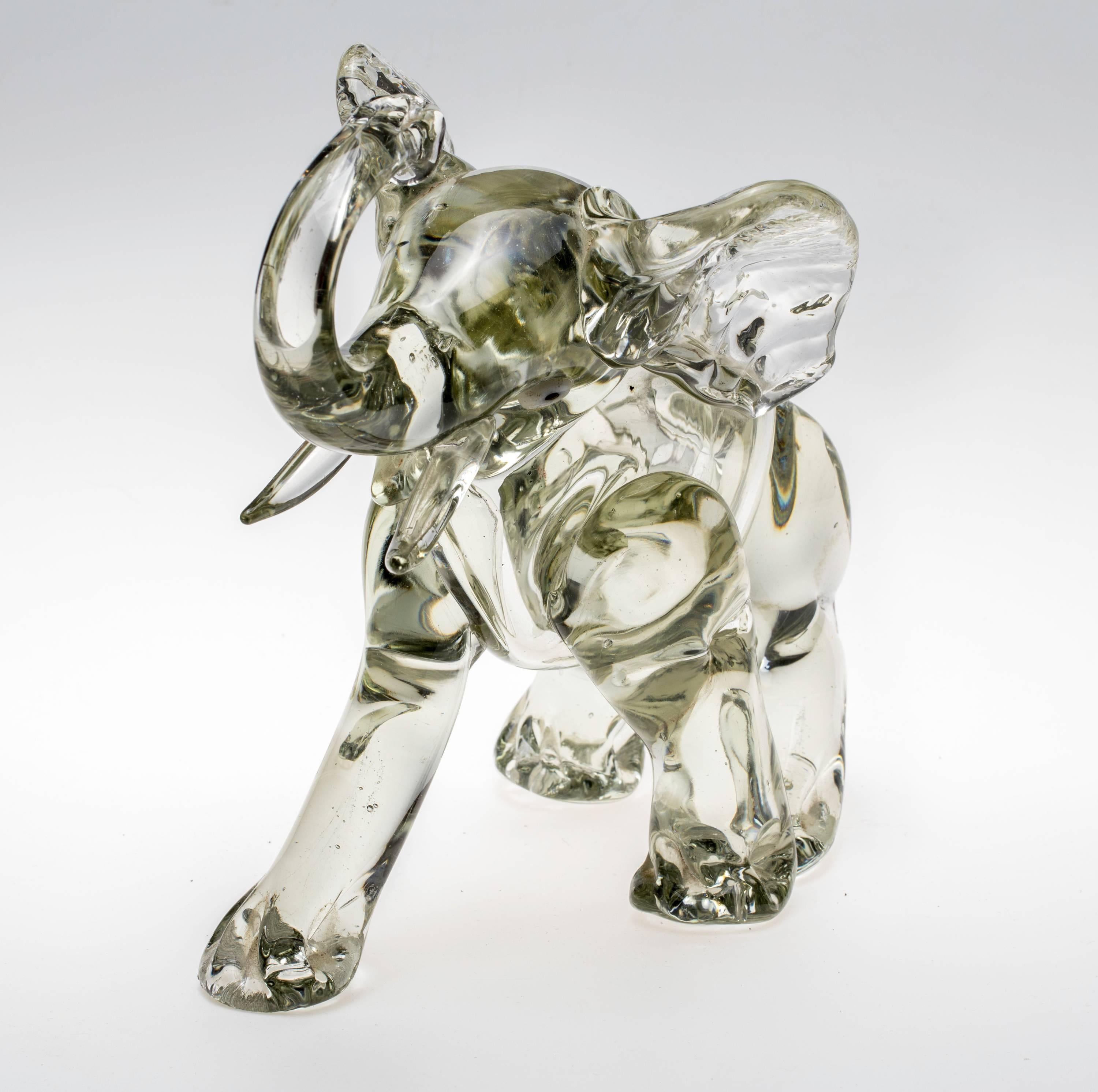 Hand-Crafted Murano Glass Elephant Figurine