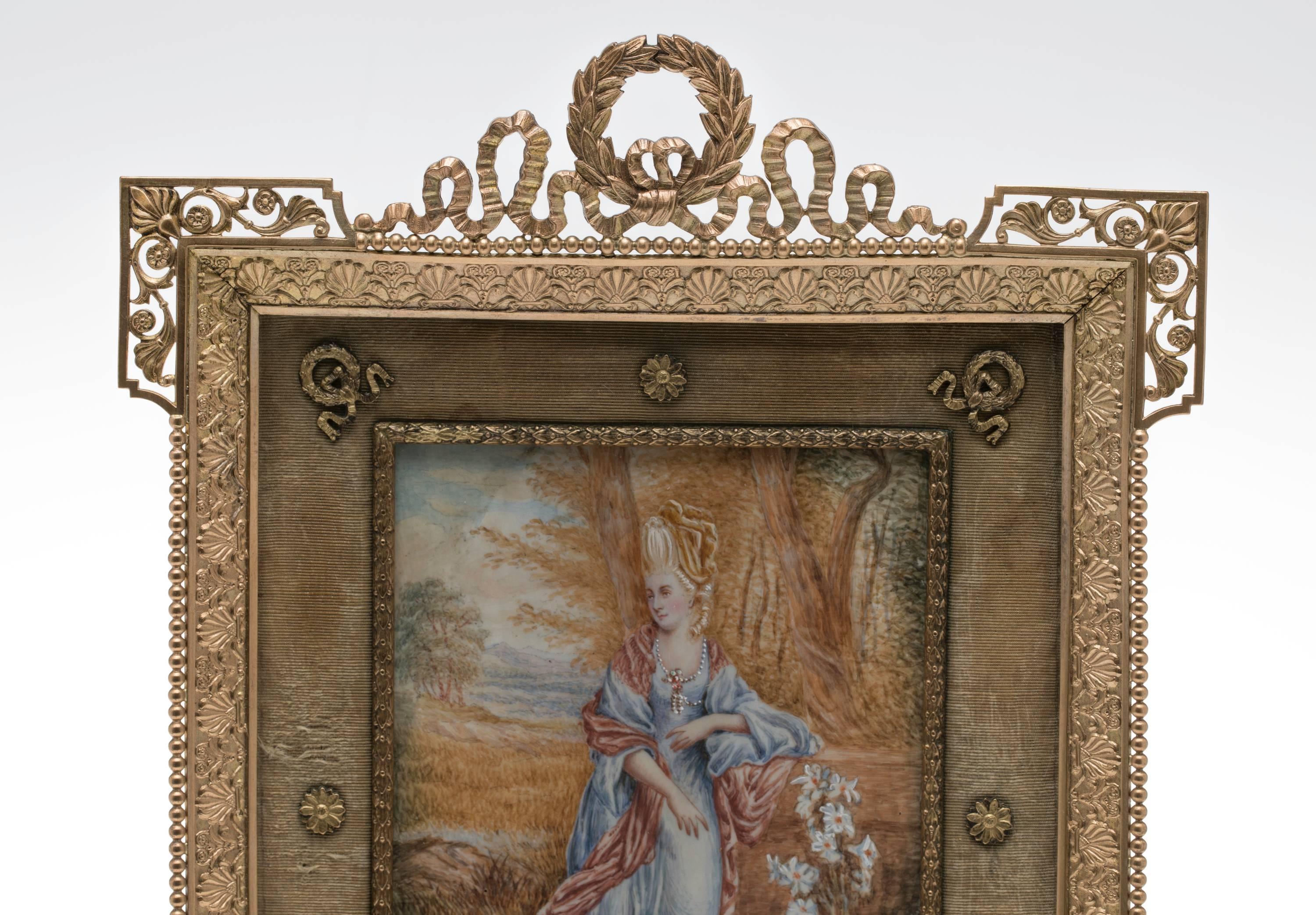 French Ribbon Bronze Gilt Picture Frame