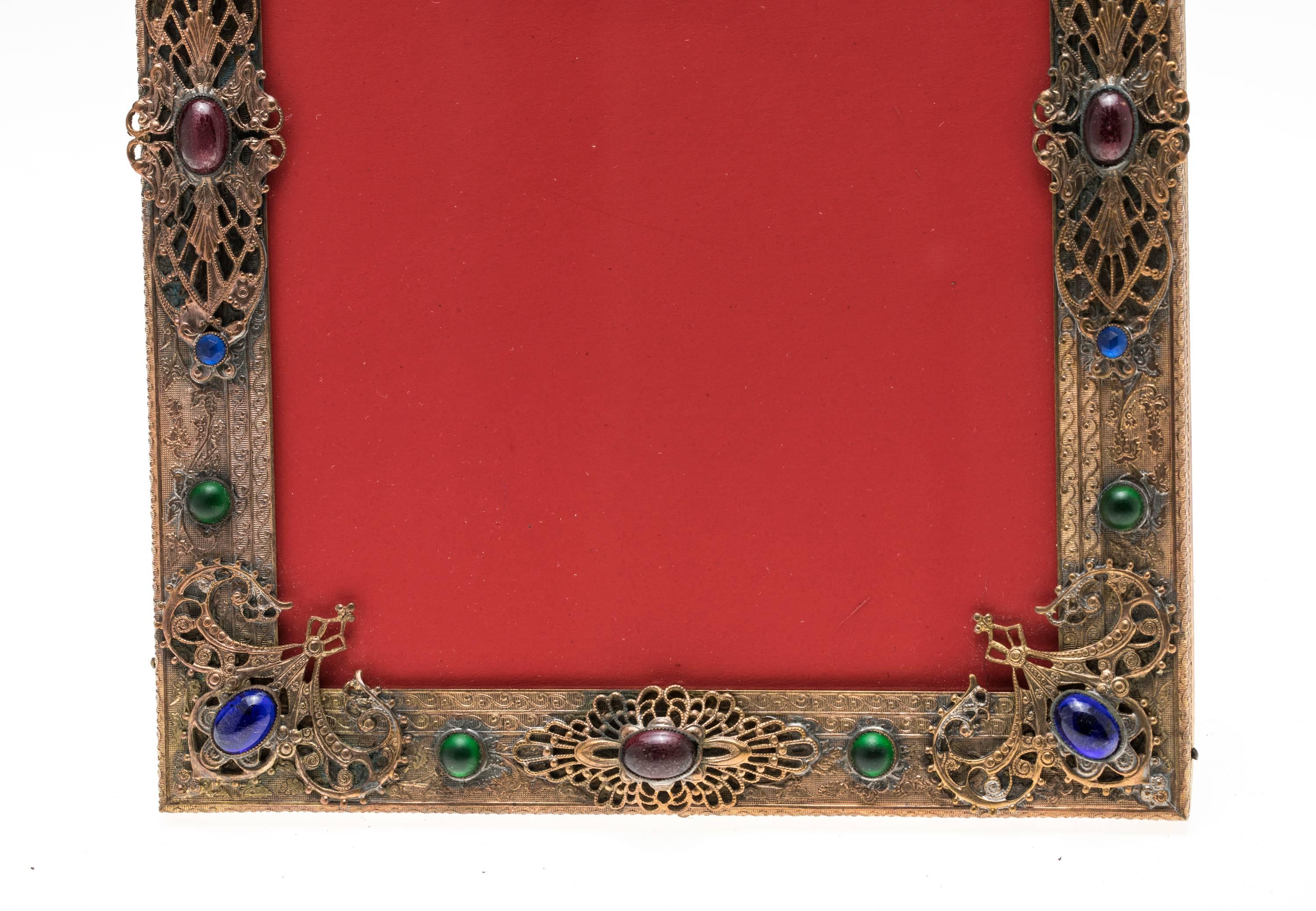 Jeweled Gilt Bronze Picture Frame In Excellent Condition In Summerland, CA