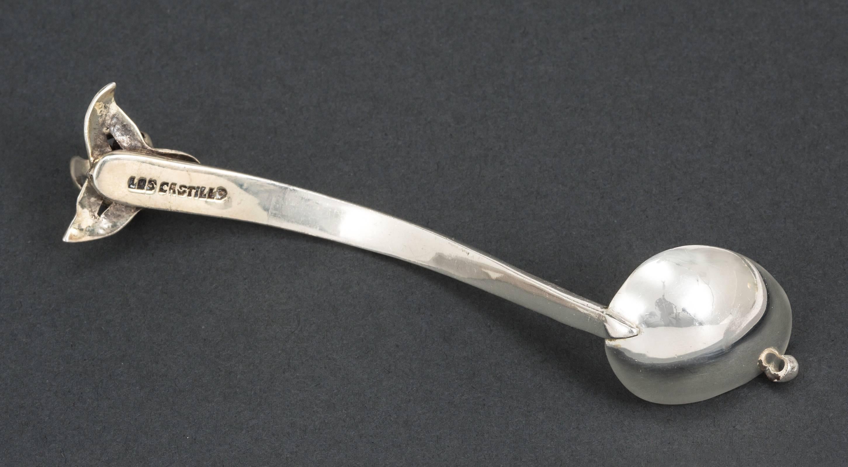 Los Castillo Silver Sugar Bowl and Spoon For Sale 1