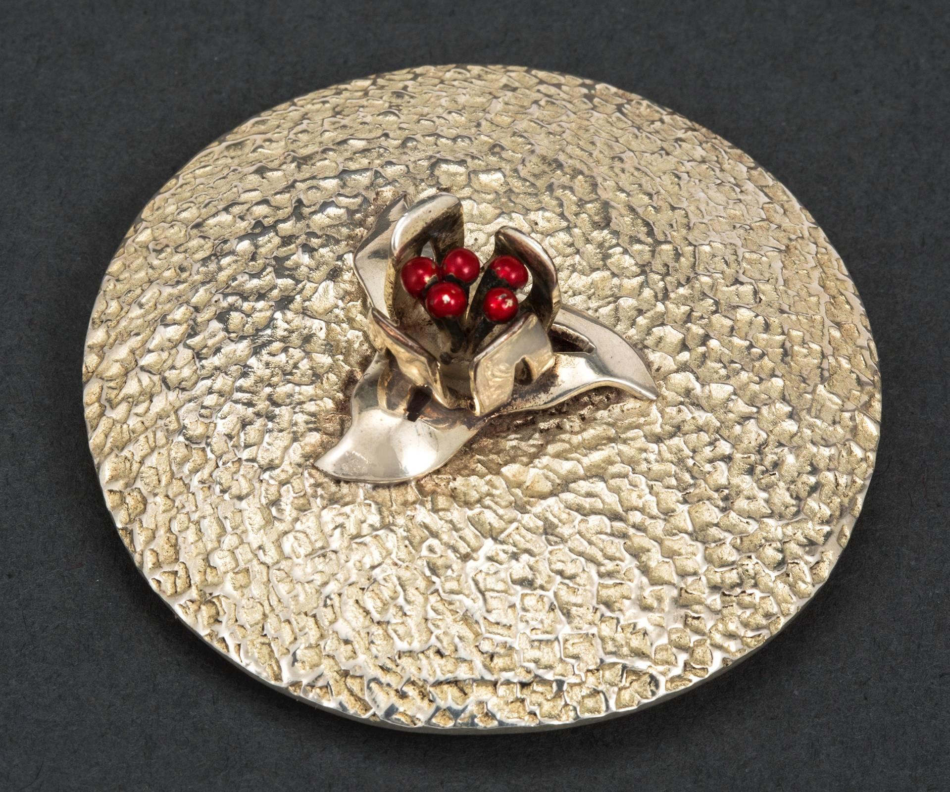 Mid-20th Century Los Castillo Silver Sugar Bowl and Spoon For Sale