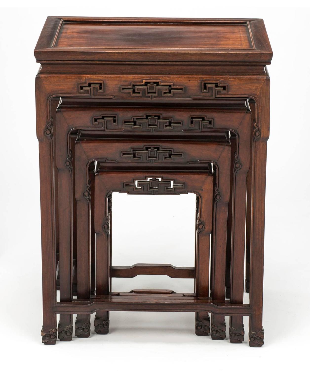 Rosewood Chinese Nesting Tables, Set of Four at 1stdibs
