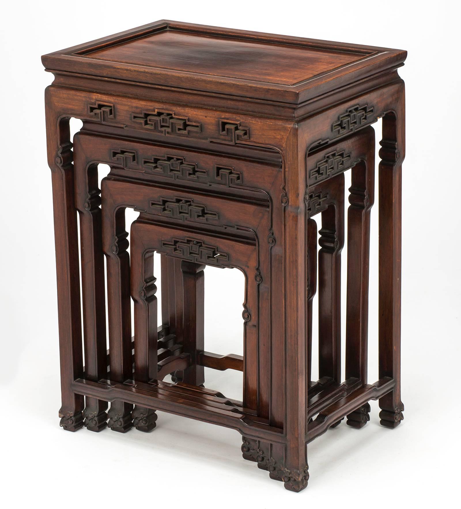 Early 20th Century Rosewood Chinese Nesting Tables, Set of Four
