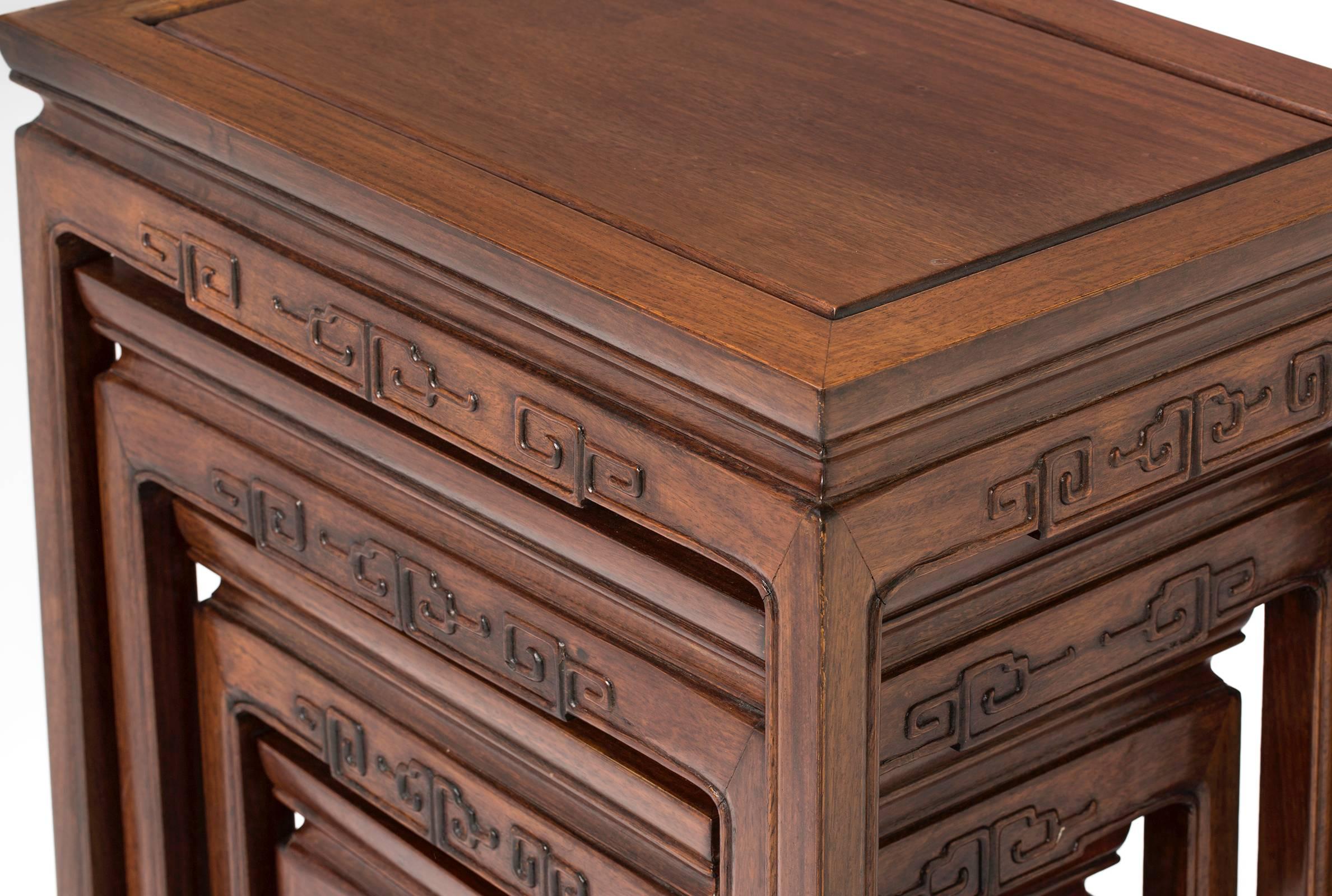 Rosewood Chinese Nesting Tables In Excellent Condition In Summerland, CA