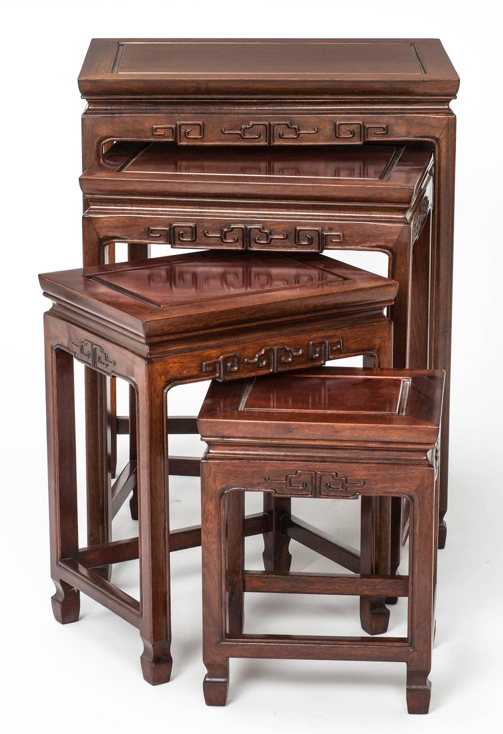 Rosewood Chinese Nesting Tables For Sale at 1stdibs