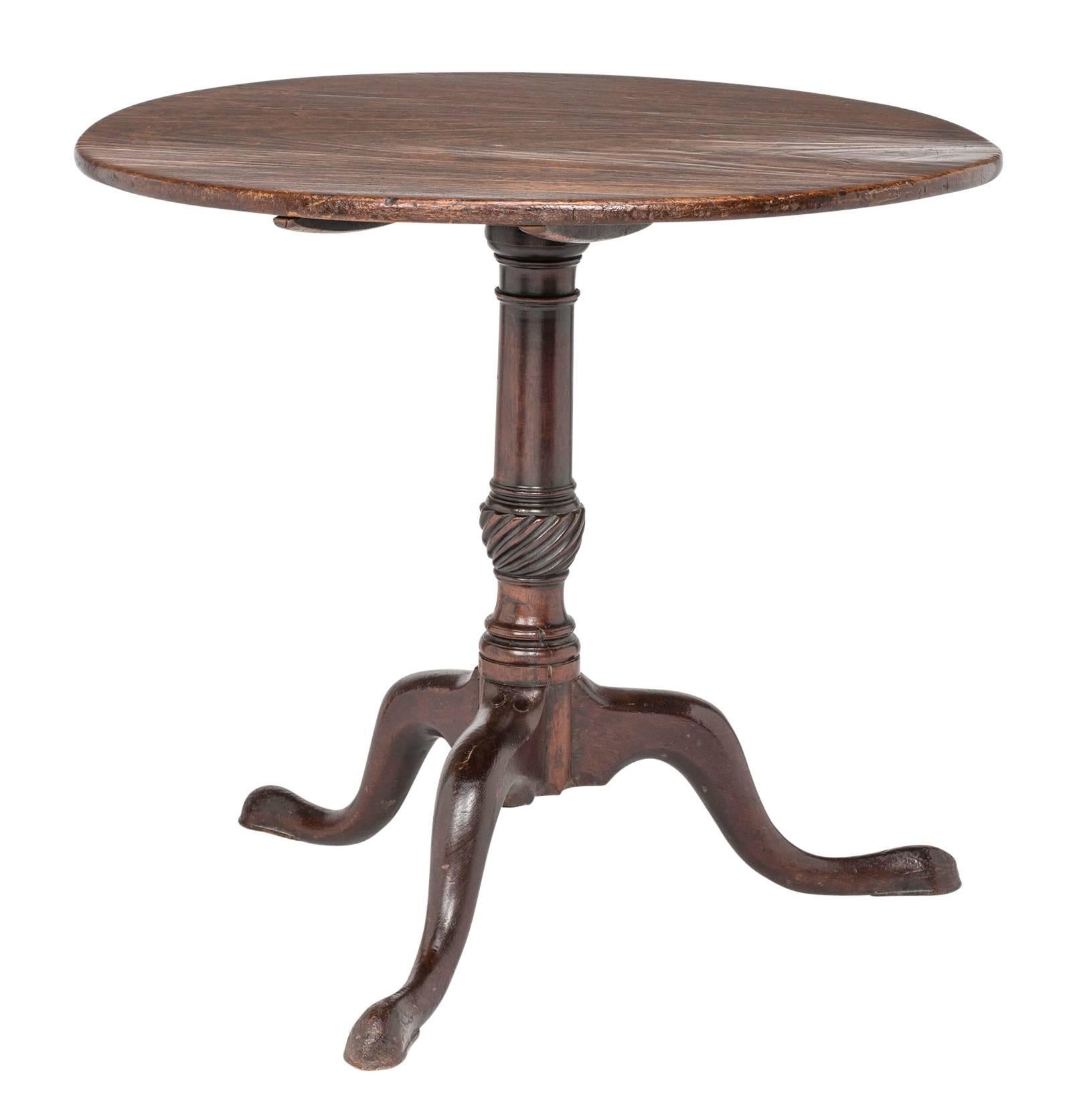 Antique English Walnut Round Tilt Top Table In Excellent Condition In Summerland, CA