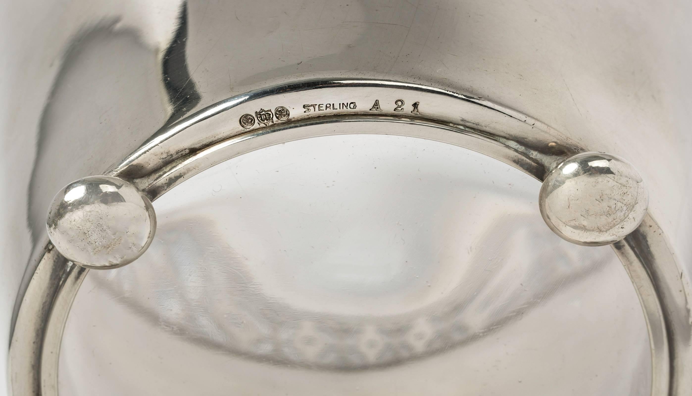 Mid-20th Century Sterling Silver Ice Bucket with Glass Liner