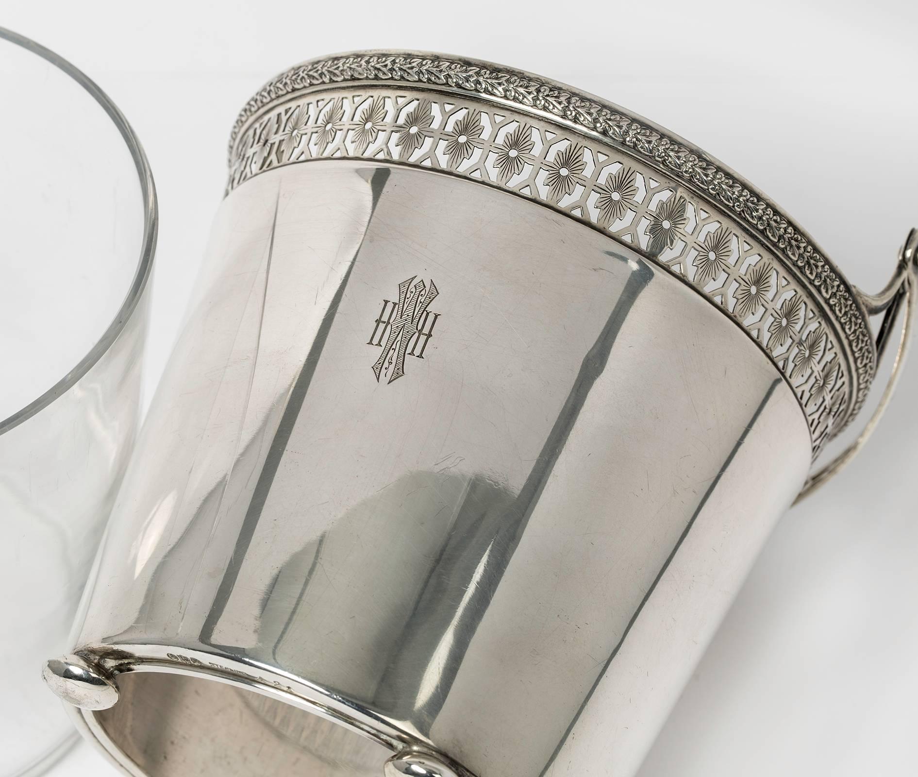 sterling silver ice bucket with lid