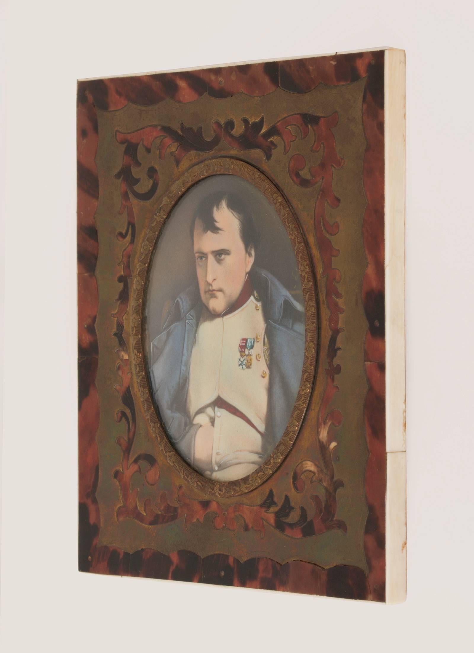 Marquetry 19th Century Napoleon Bonaparte Miniature Portrait
