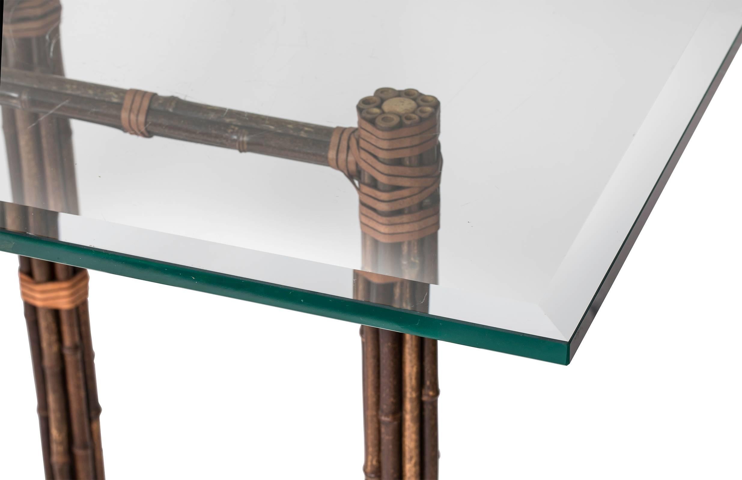 Bamboo Glass Top Sofa Table by McGuire 1