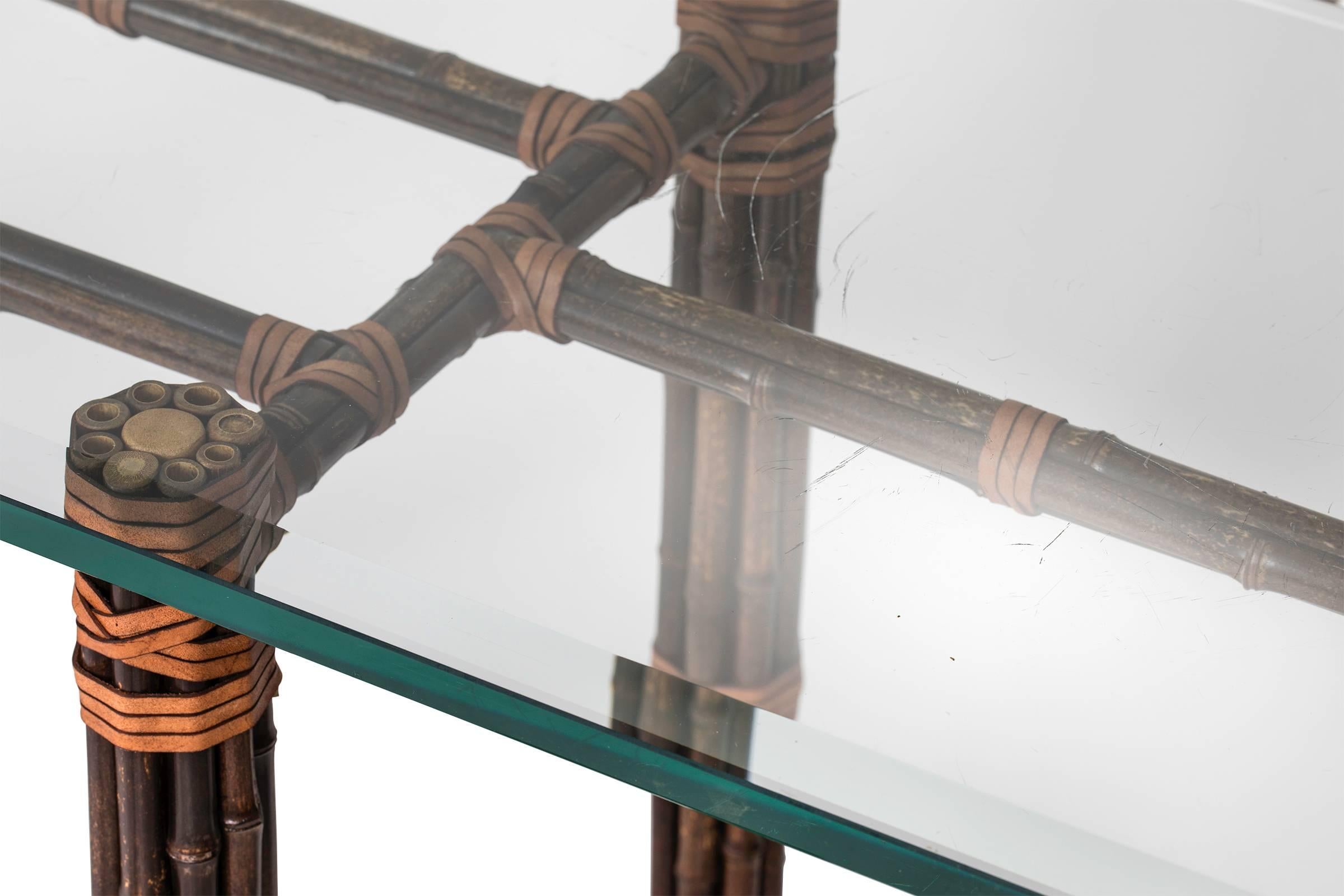 Bamboo Glass Top Sofa Table by McGuire 3