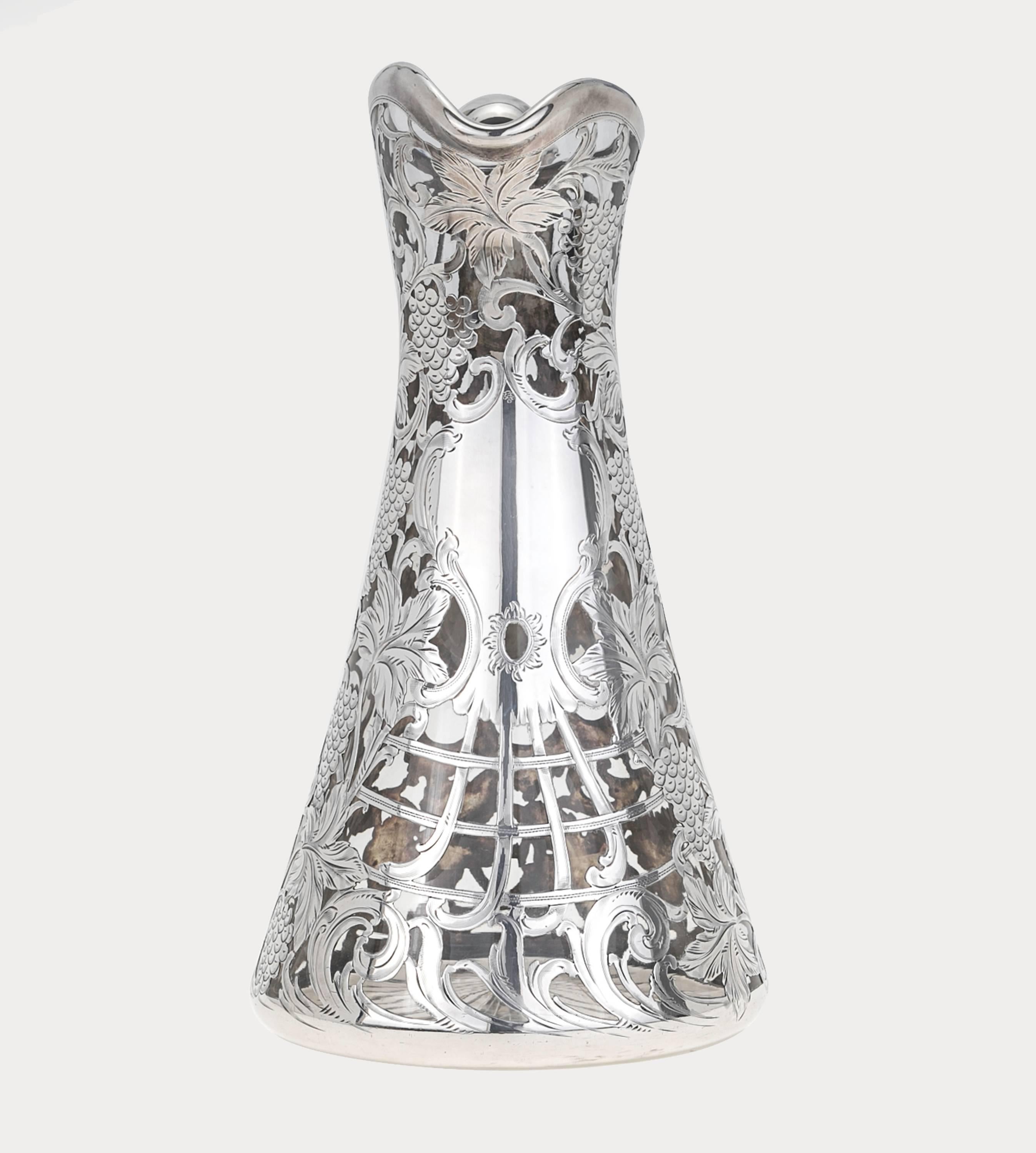 Pitcher, Sterling Silver Overlay  In Excellent Condition For Sale In Summerland, CA