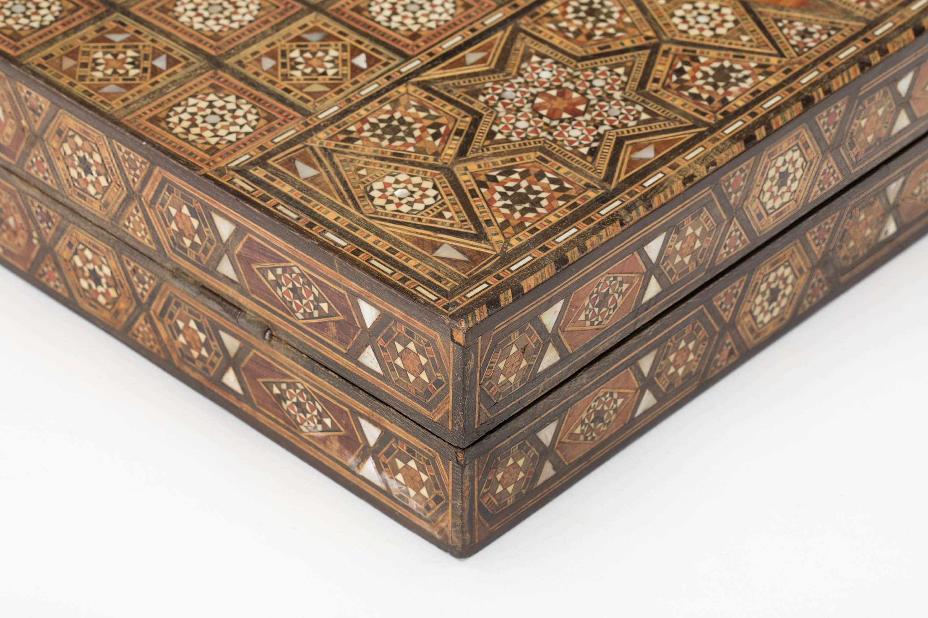 Mosaic Syrian Inlaid Backgammon Game Board