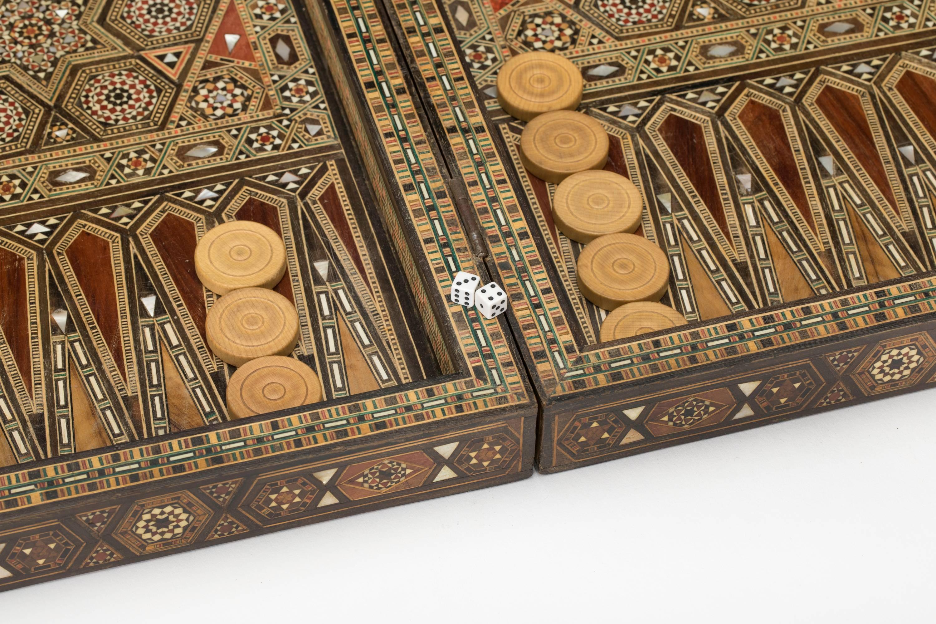Syrian Inlaid Backgammon Game Board In Excellent Condition In Summerland, CA
