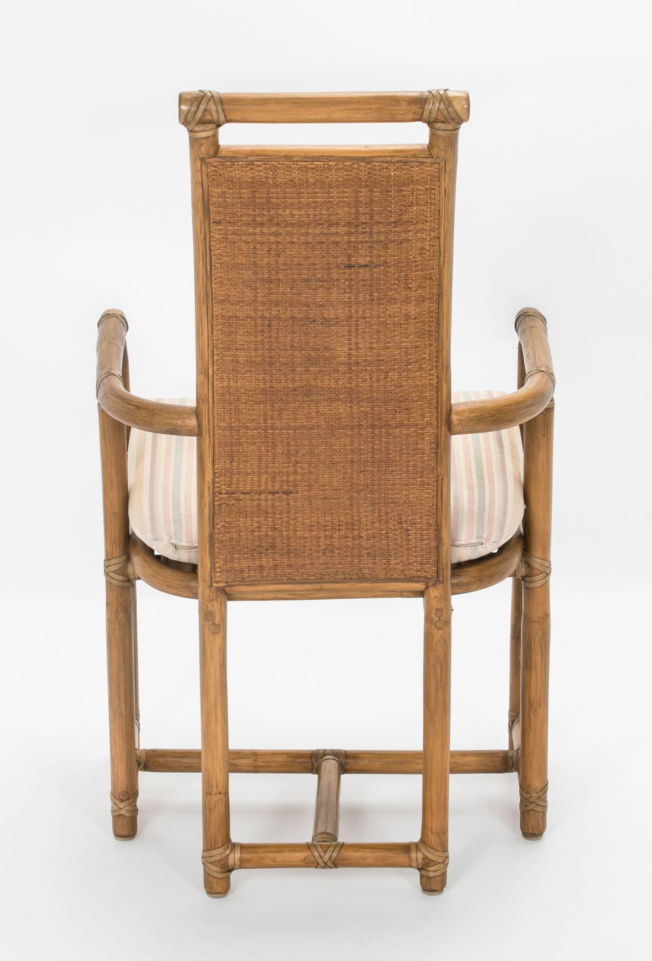 American Bamboo Dining Table Chairs Set, Mcguire  For Sale