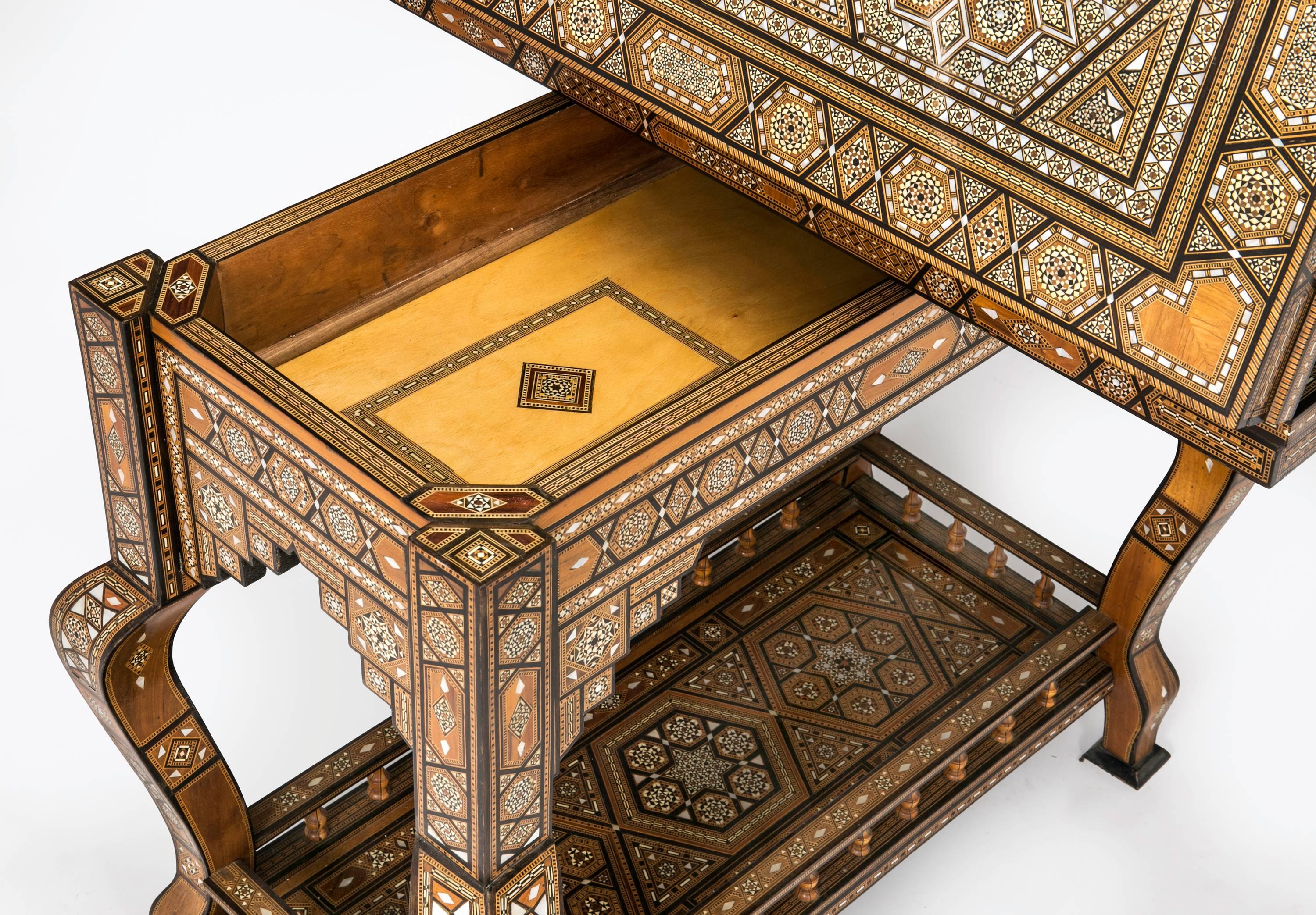 Antique Syrian Bone and Mother-of-Pearl Inlaid Game Table 2