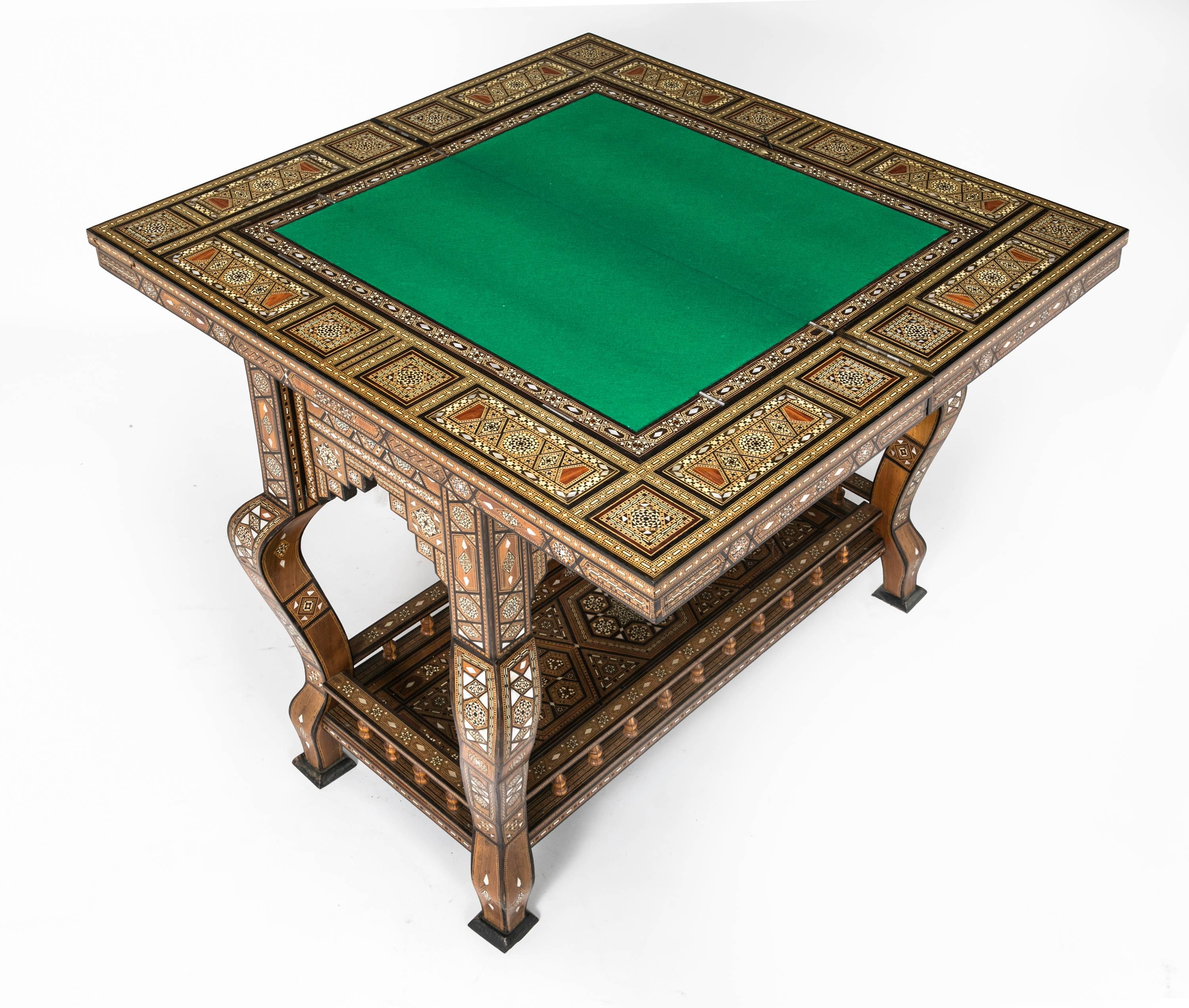 Antique Syrian Bone and Mother-of-Pearl Inlaid Game Table 3