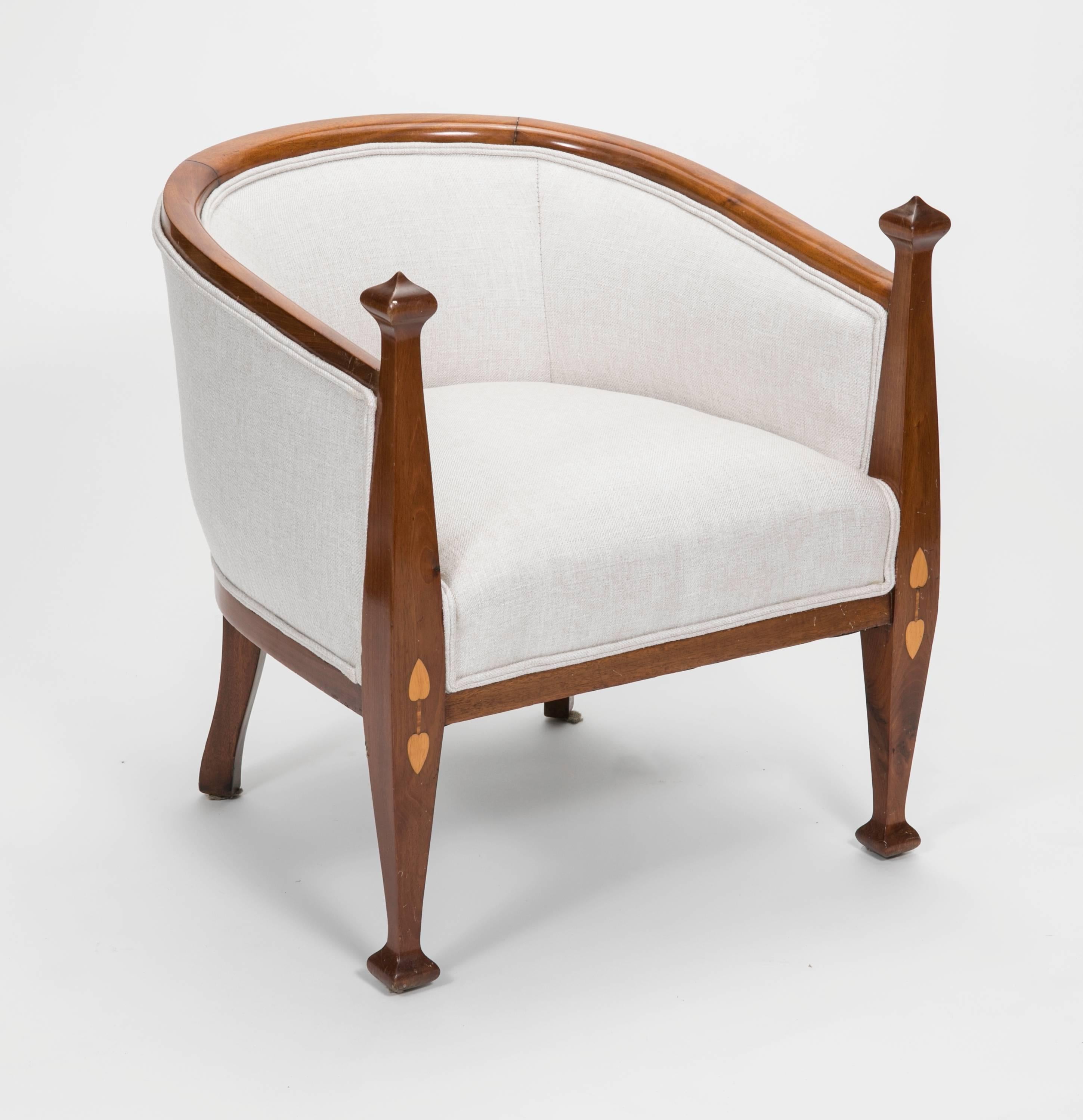 Linen Loveseat and Chairs Set, Art Nouveau  For Sale