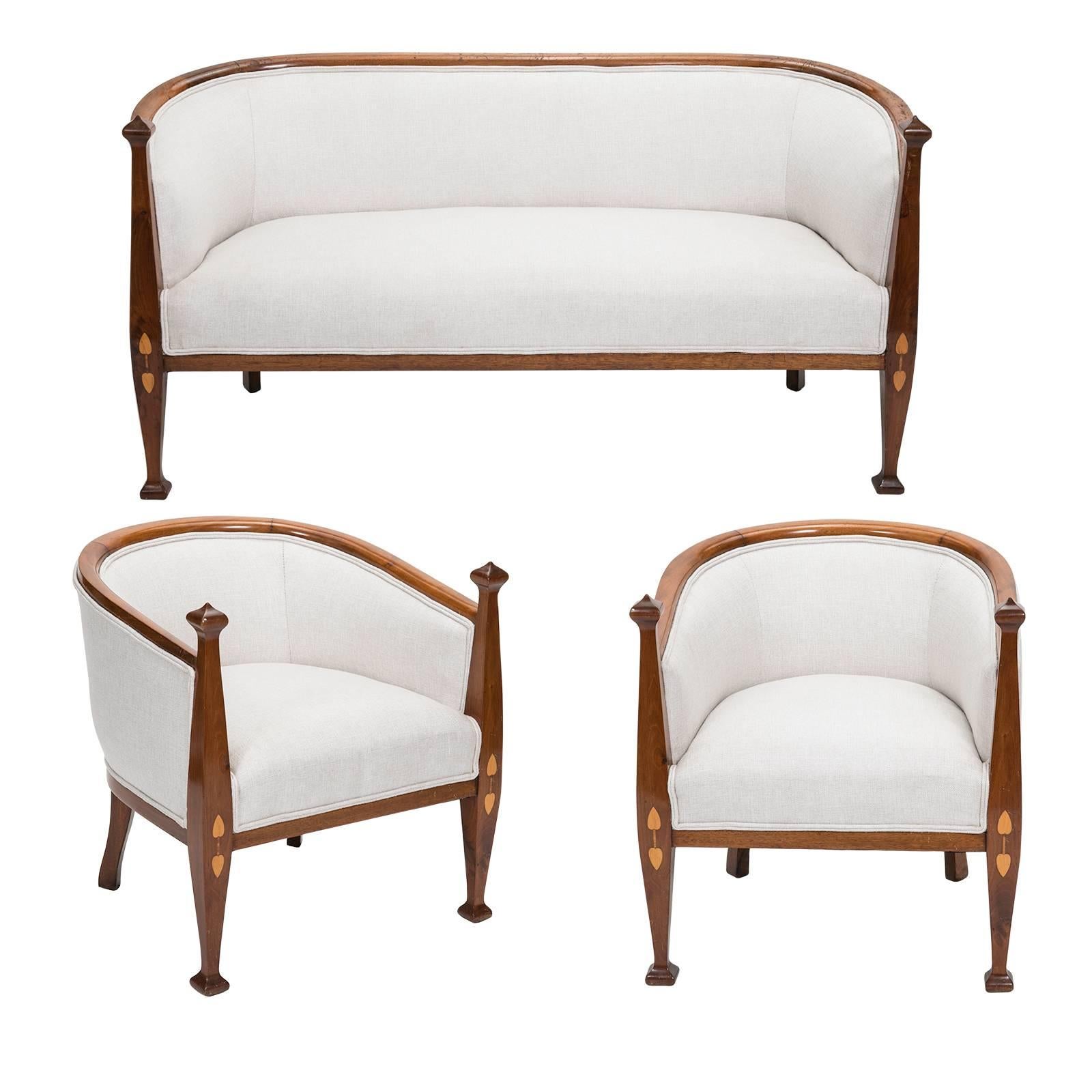 Loveseat and Chairs Set, Art Nouveau  For Sale