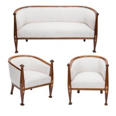 Antique Loveseat and Chairs Set, Art Nouveau