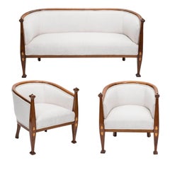 Antique Loveseat and Chairs Set, Art Nouveau 