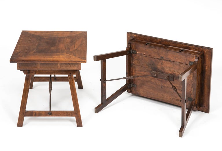 Pair of Antique English Walnut Folding Side Tables For Sale at 1stdibs