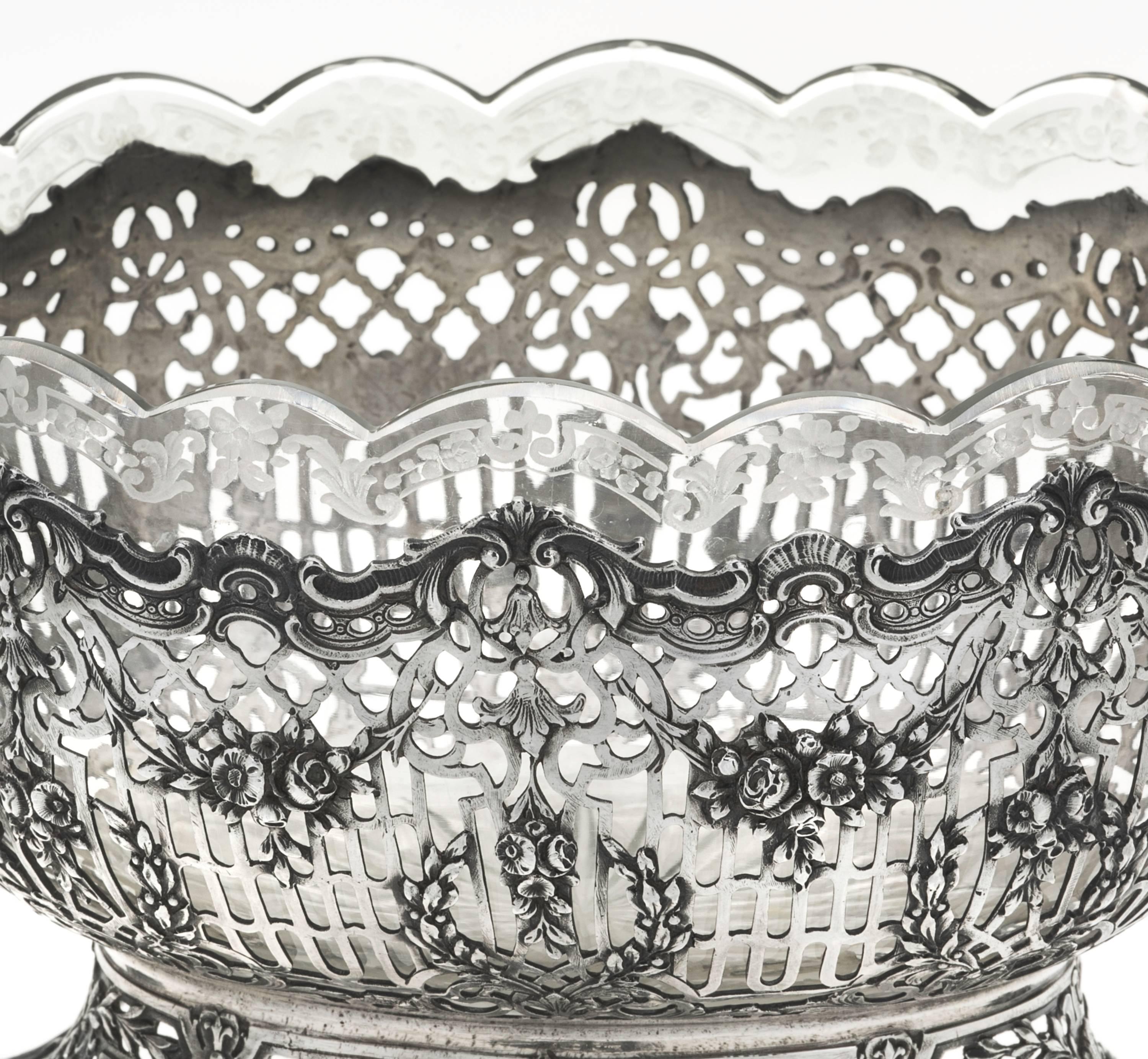Sterling Silver with Crystal Bowl Dish For Sale 5