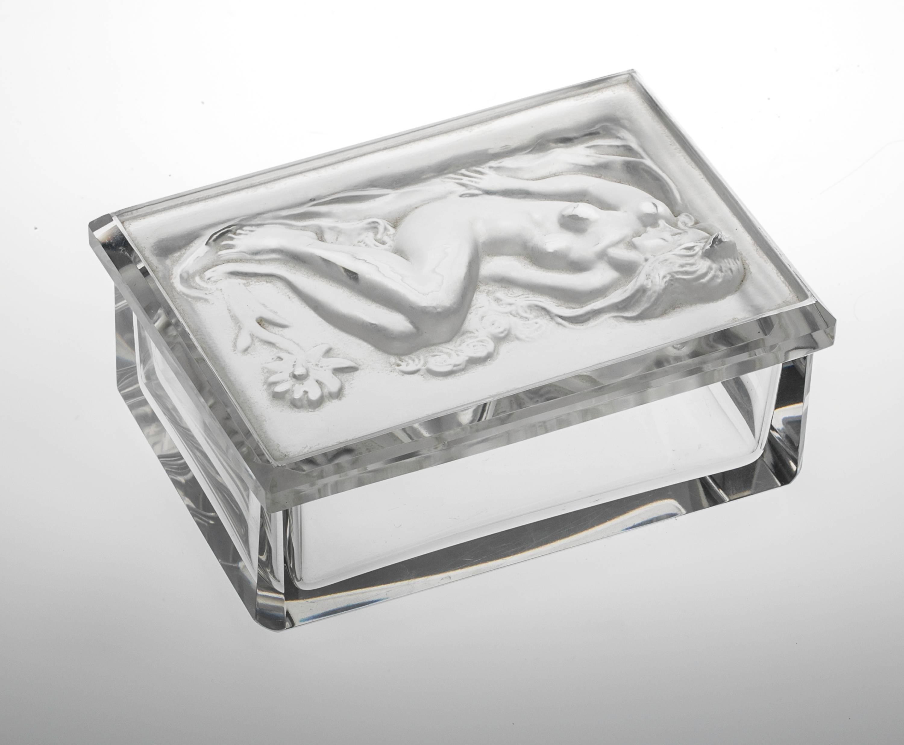 Mid-20th Century Art Deco Nude Crystal Box