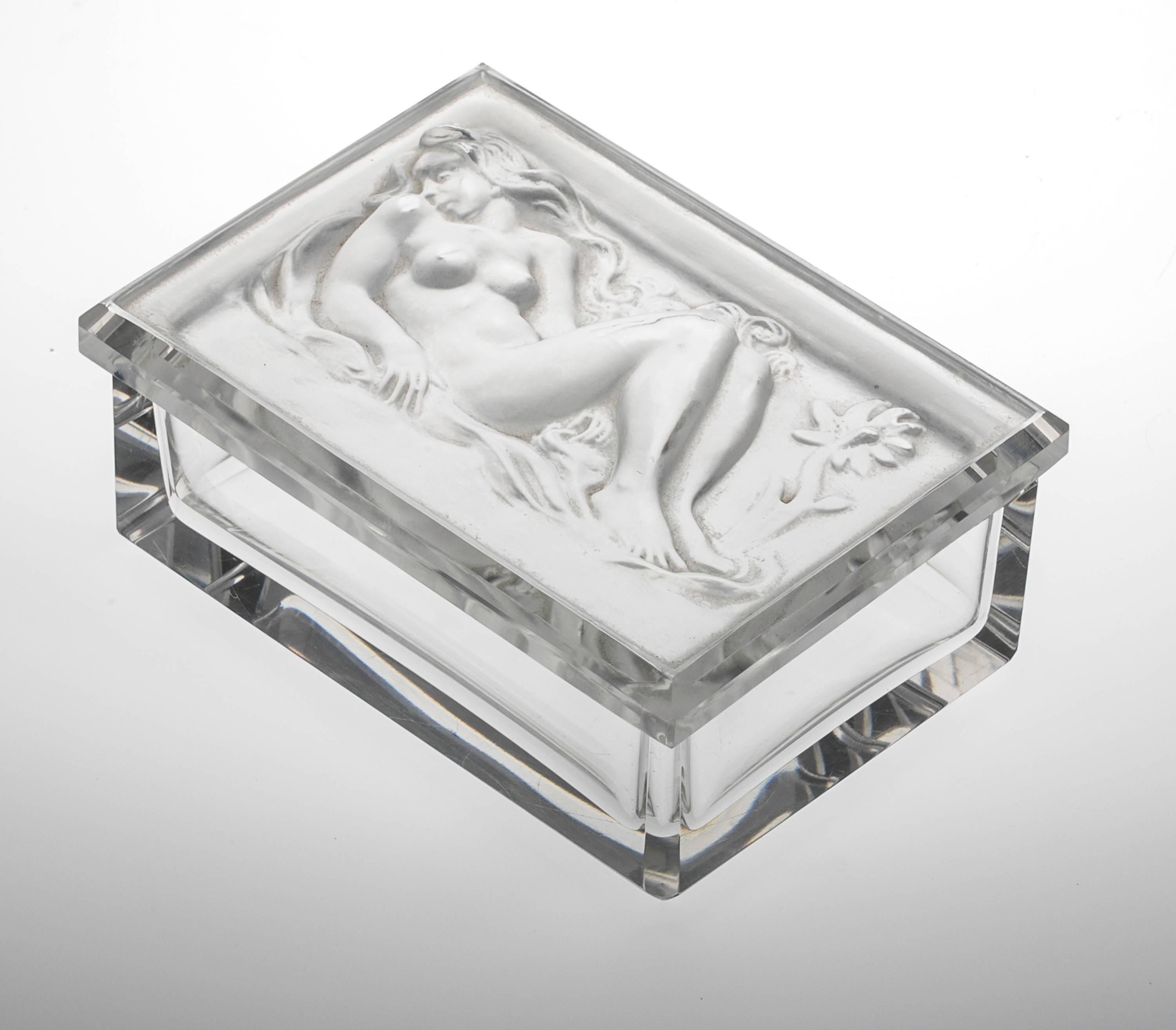 Hand-Crafted Art Deco Nude Crystal Box