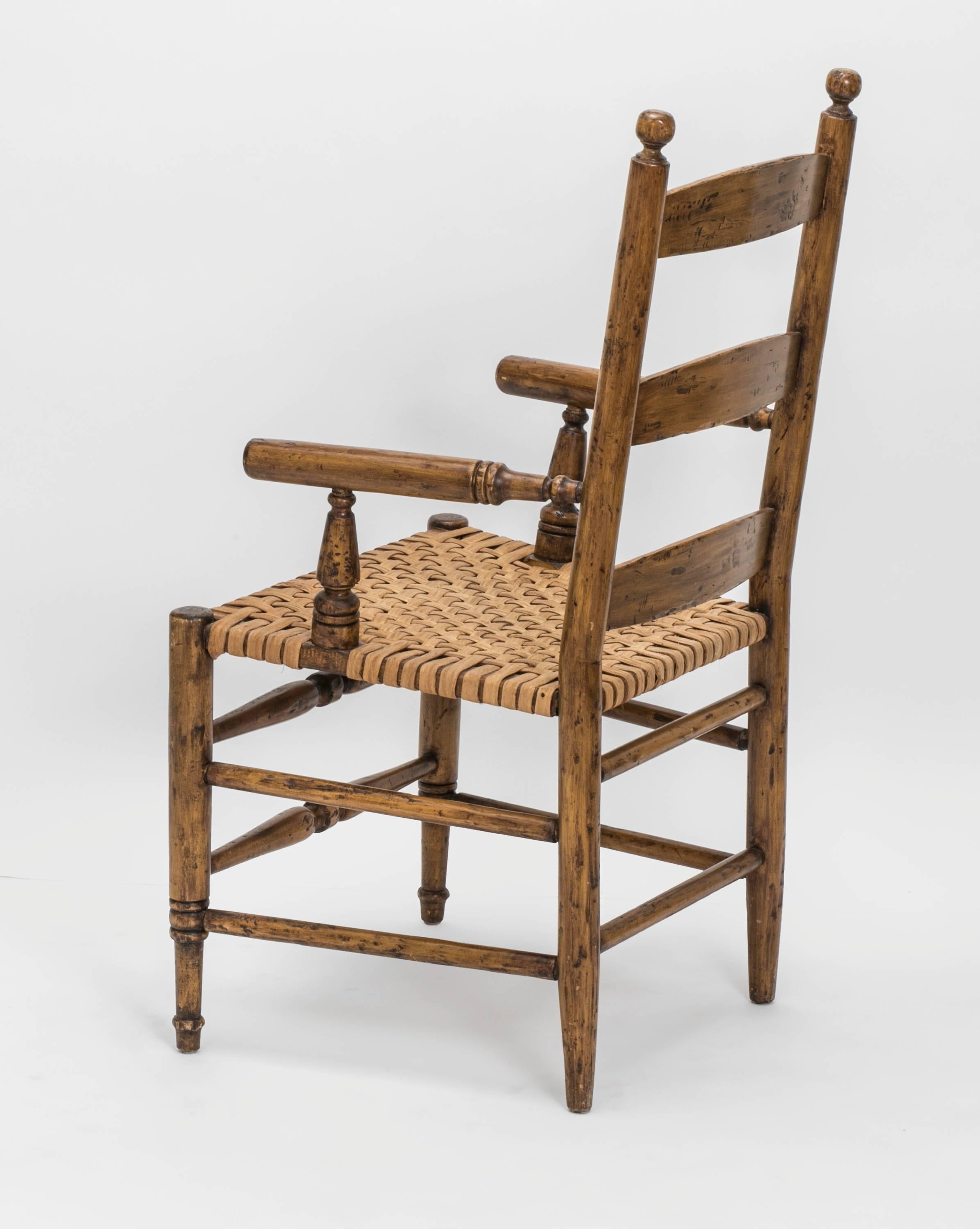 Late 20th Century Ladder Back Rush Seat Dining Chairs