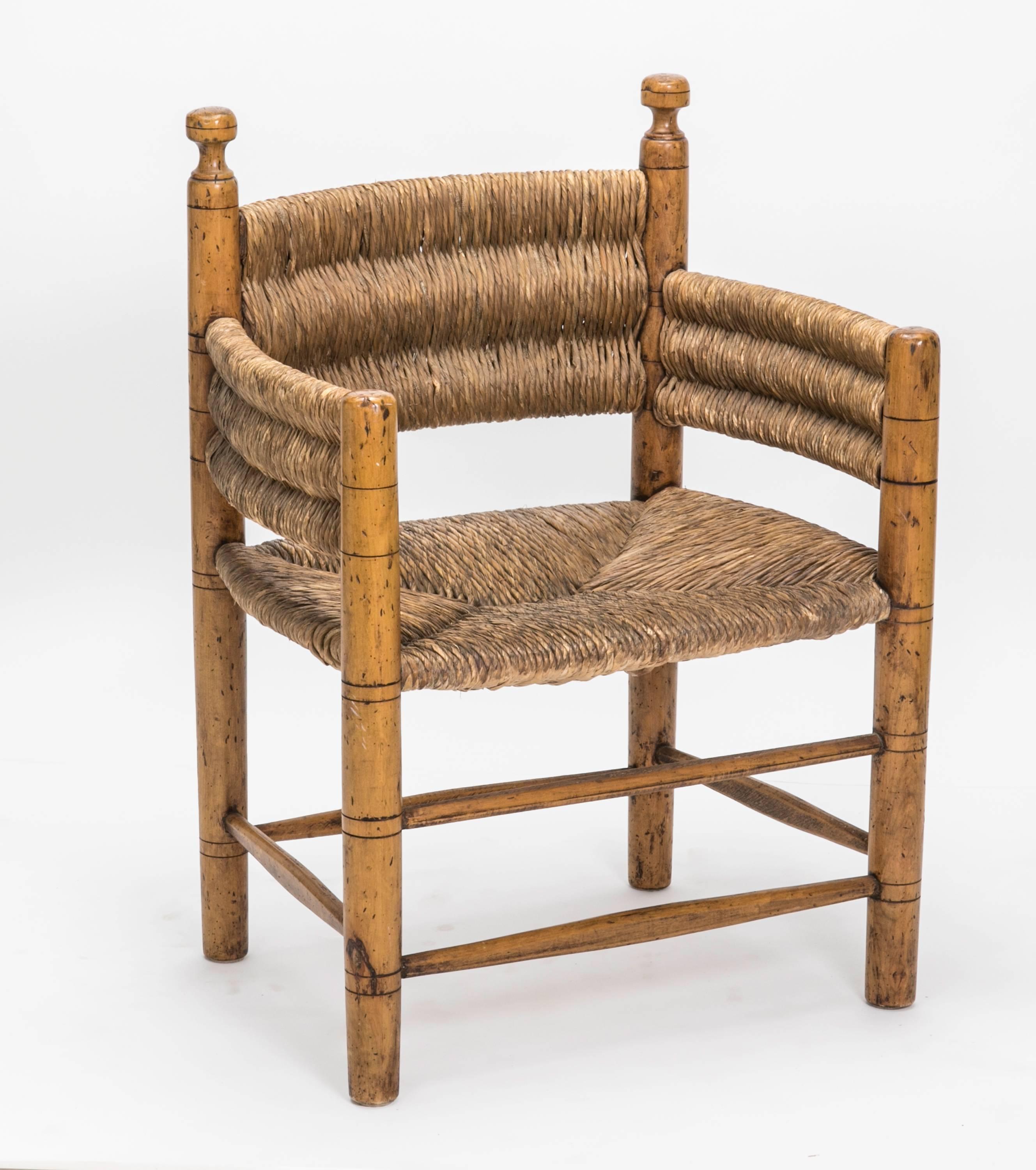 Hand-Crafted Pair of Rush Armchairs