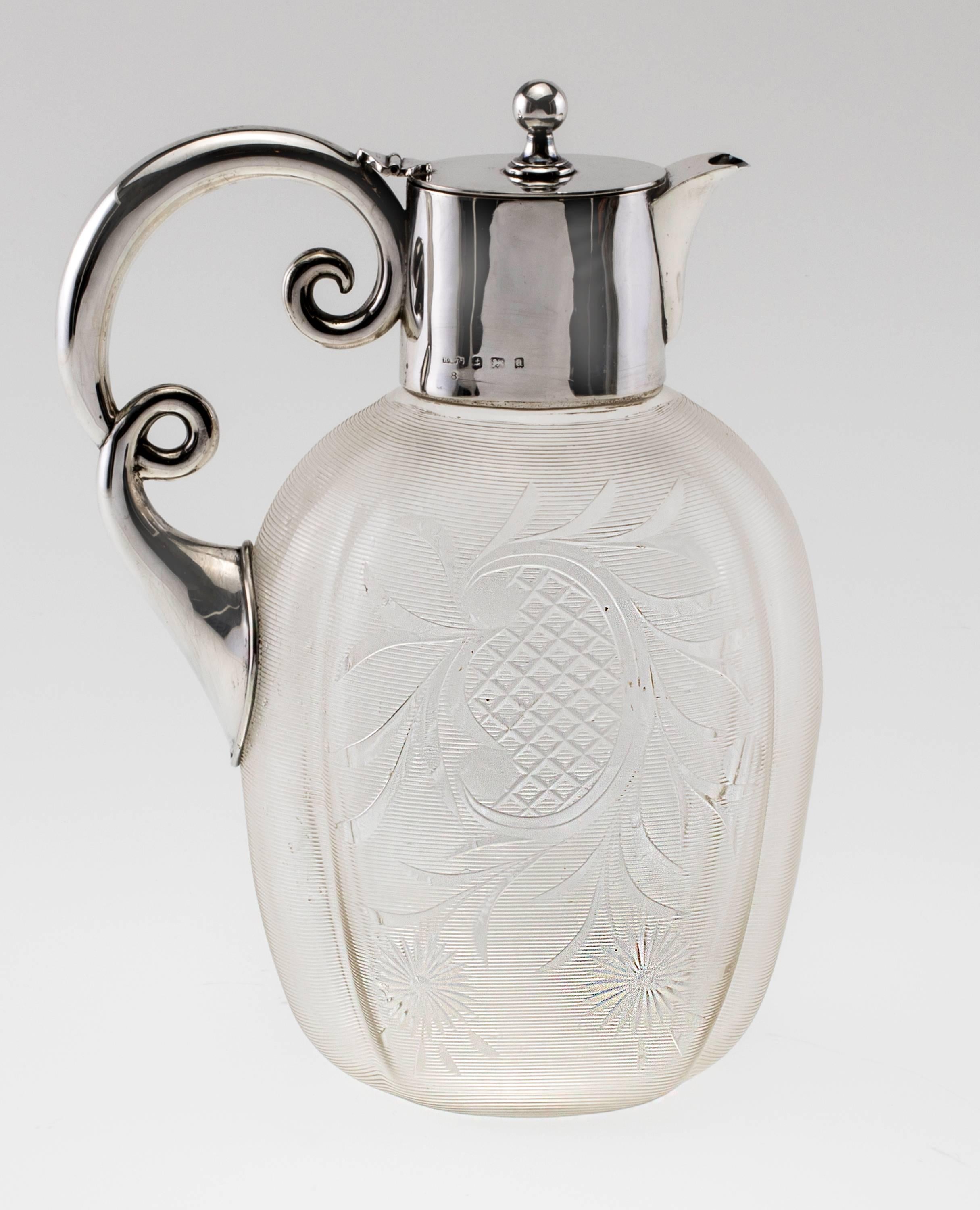 Early 20th Century Claret Jug, Sterling Mount For Sale