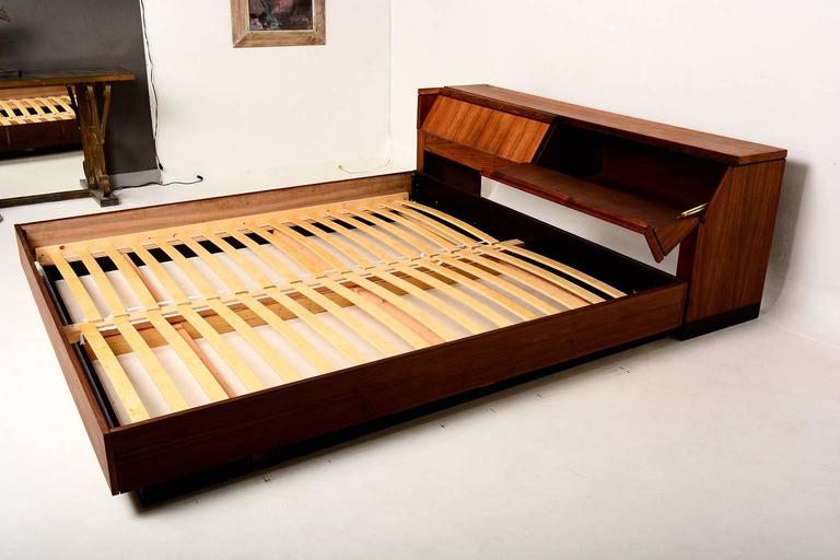 Mid Century Modern King Platform Bed In Walnut Wood