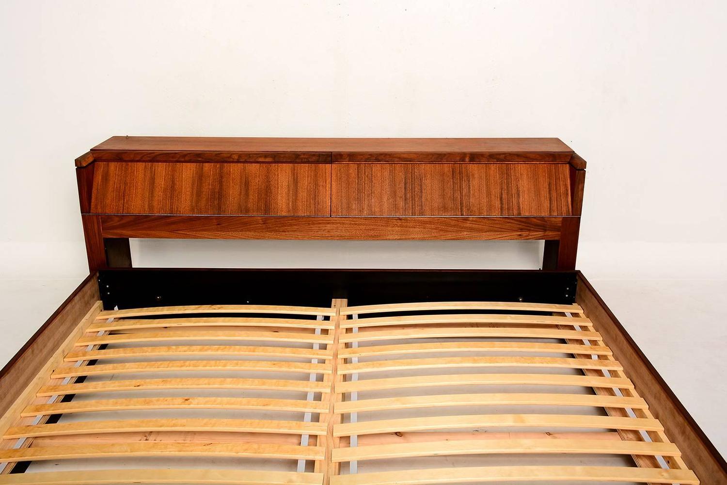 MidCentury Modern King Platform Bed in Walnut Wood at 1stdibs