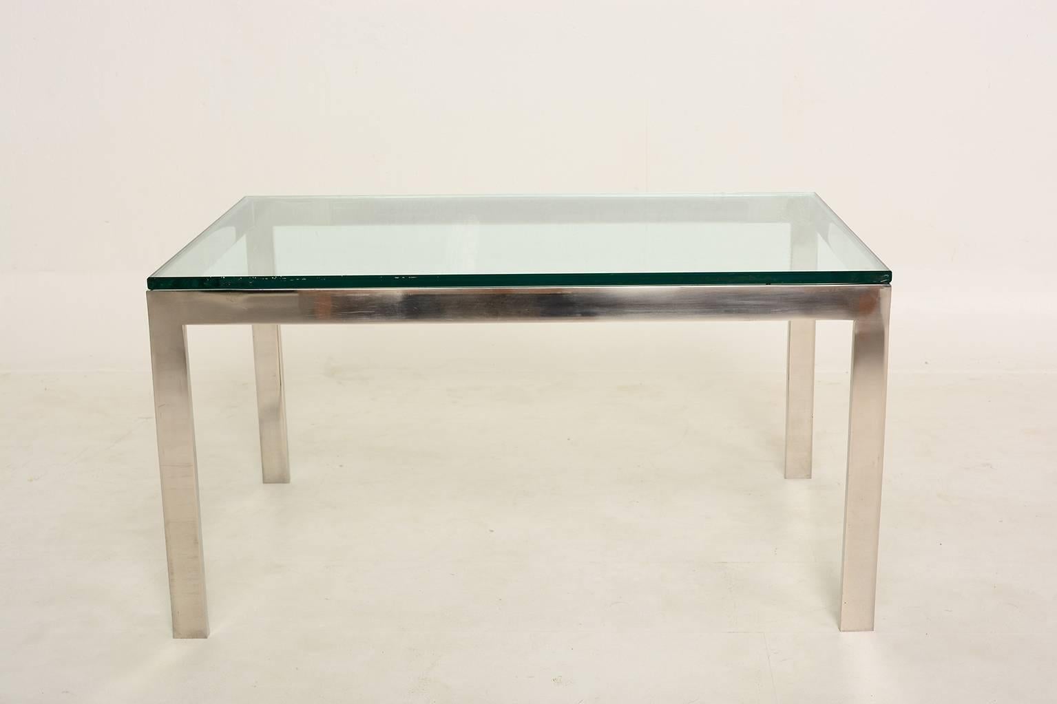 Mid-20th Century Stainless Steel and Glass Coffee Table