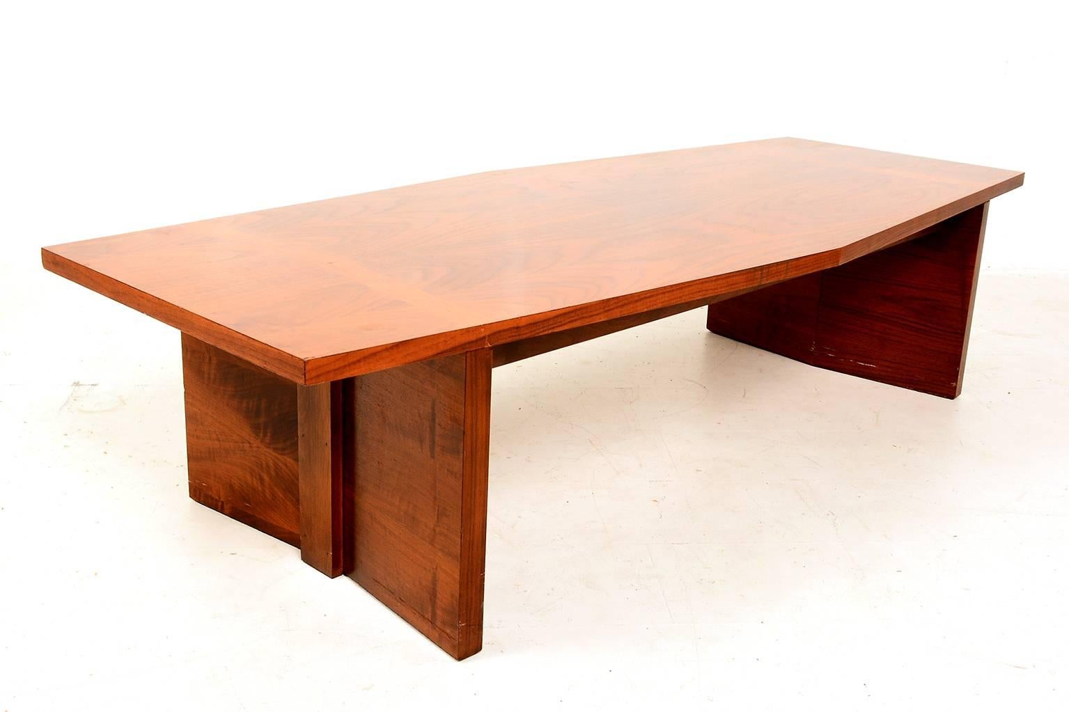 Mid-Century Modern 1960s Sculpturally Bold Modern LANE Coffee Table in Oak Wood Modular Brutalist