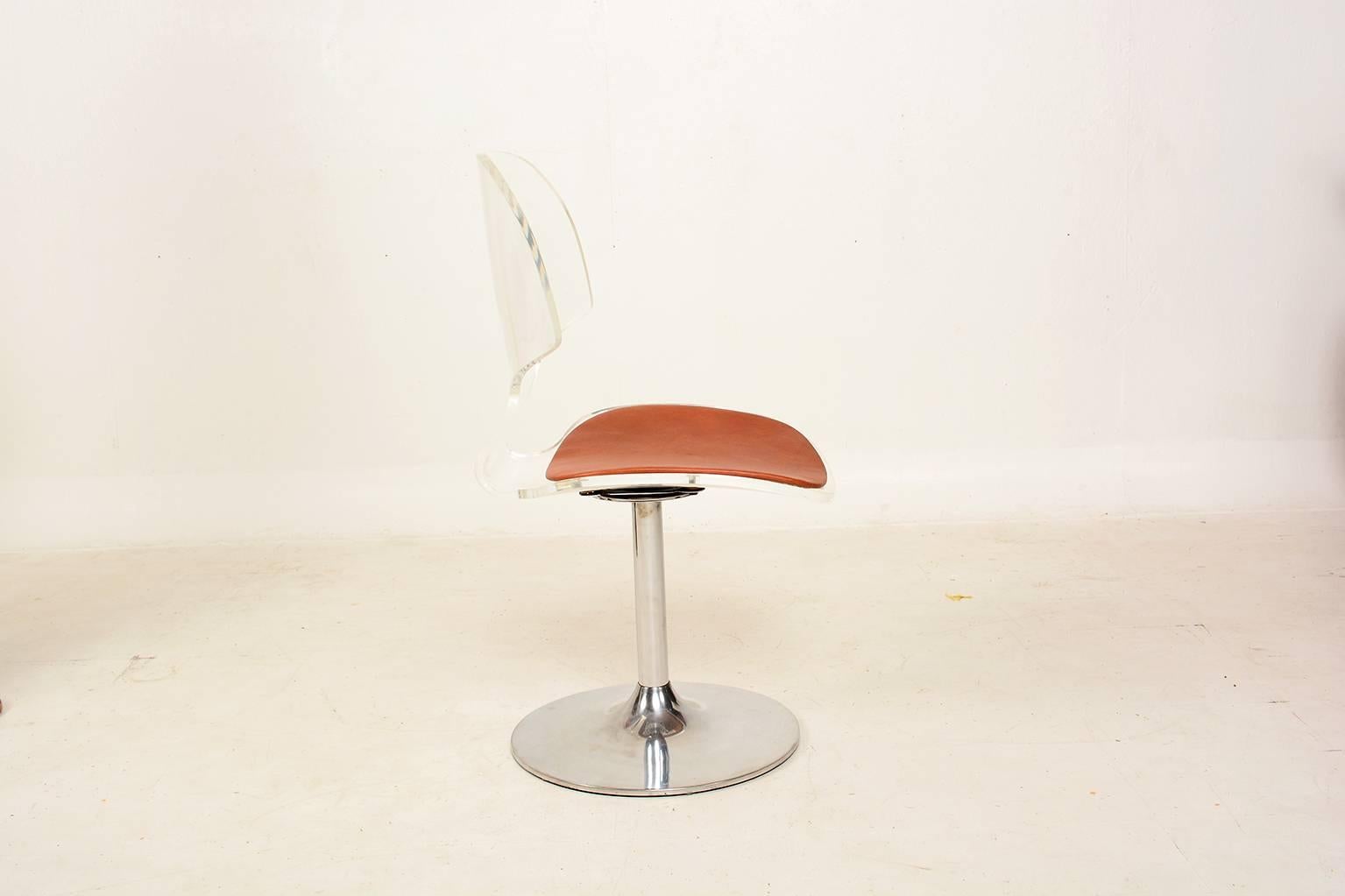 Mid Century Modern Four Lucite Dining Chairs In Good Condition In Chula Vista, CA