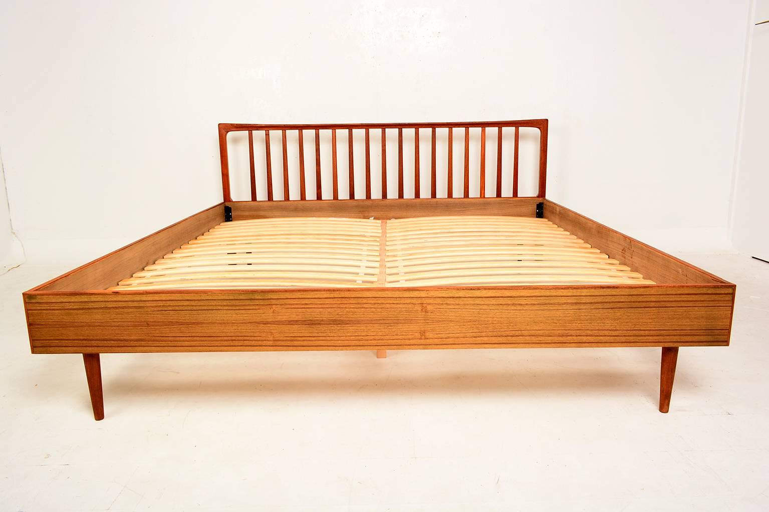 For your consideration a beautiful Danish modern king-size bed. 
Headboard stamped 