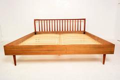 Danish Modern King Teak Bed Frame and Headboard