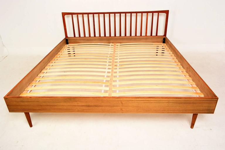 Danish Modern King Teak Bed Frame and Headboard at 1stdibs