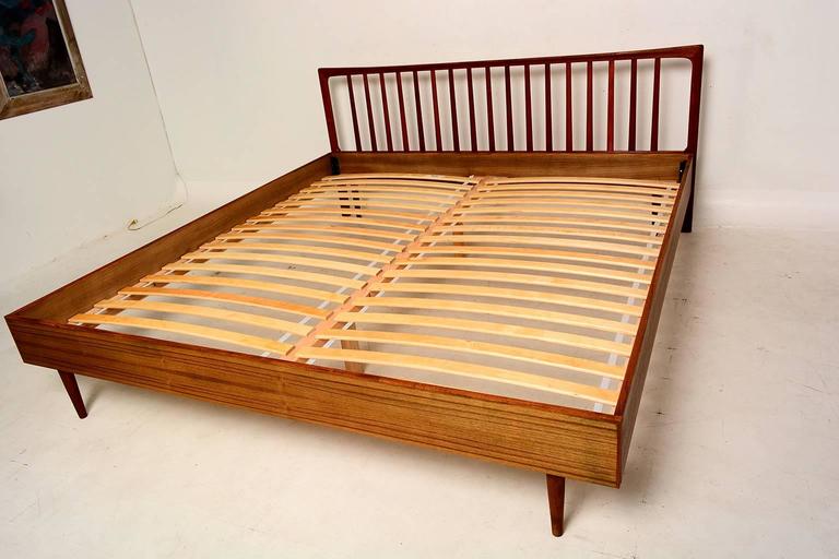 Danish Modern King Teak Bed Frame and Headboard at 1stdibs