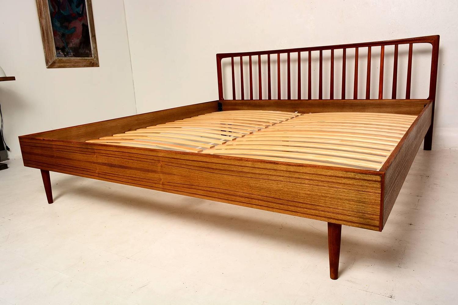 Danish Modern King Teak Bed Frame and Headboard at 1stdibs