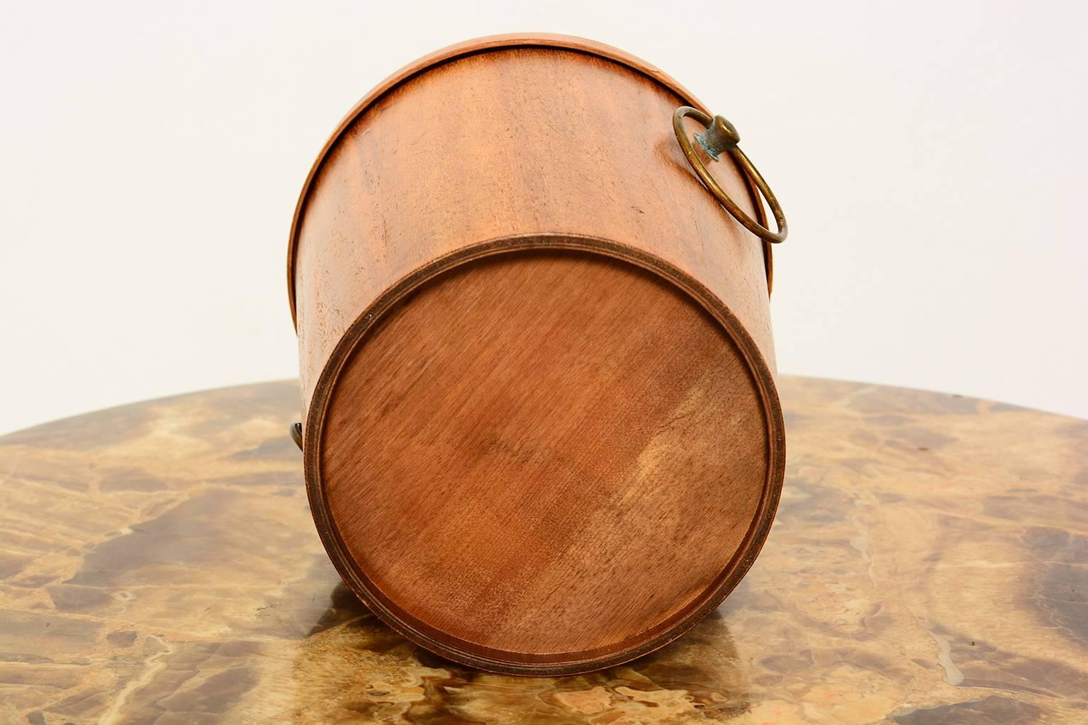 Mexican Modernist Ice Bucket, Mahogany Wood Mid-Century Period In Good Condition In Chula Vista, CA