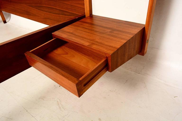 Italian MidCentury Modern Bed with Floating Nightstands at 1stDibs