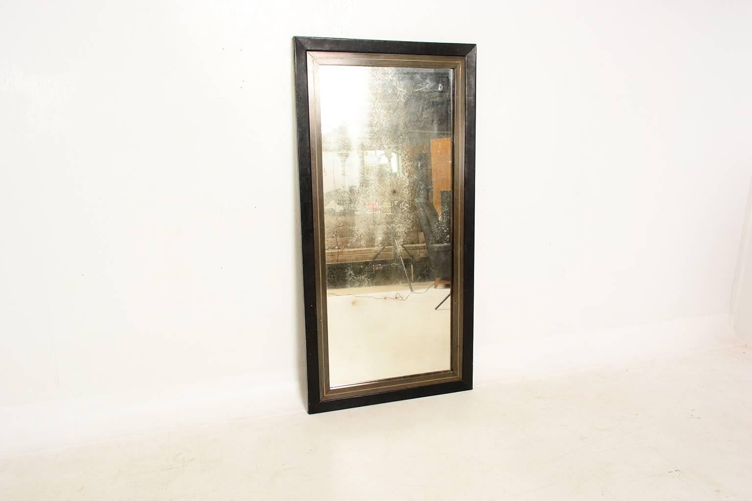 Mid-Century Modern Mexican Modernist Leather Wrapped Mirror